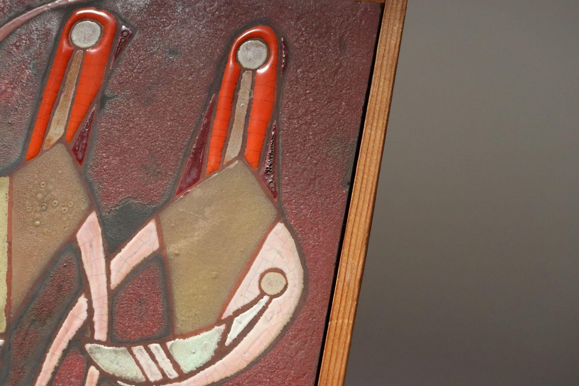 Mid-Century Greek Figural Handmade Ceramic Tile Wall Art by Panos Valsamakis For Sale 8