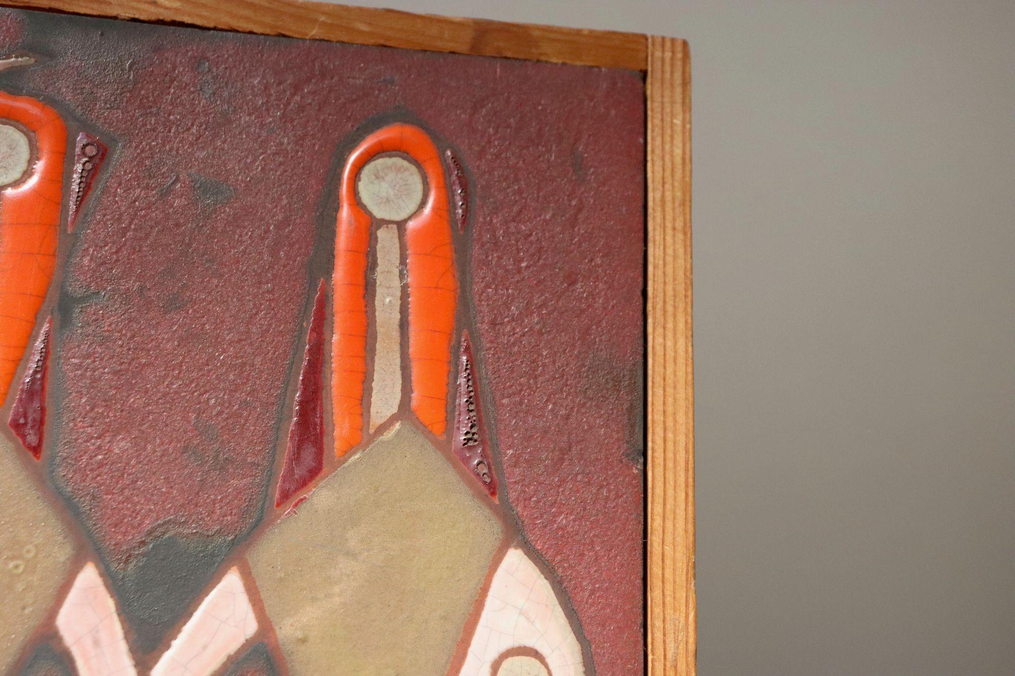 Mid-Century Greek Figural Handmade Ceramic Tile Wall Art by Panos Valsamakis For Sale 9
