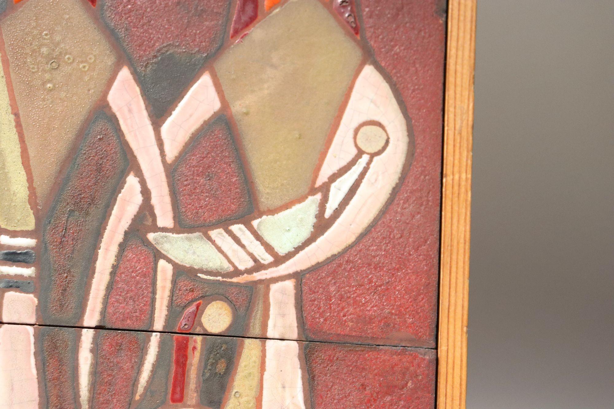 Mid-Century Greek Figural Handmade Ceramic Tile Wall Art by Panos Valsamakis For Sale 10