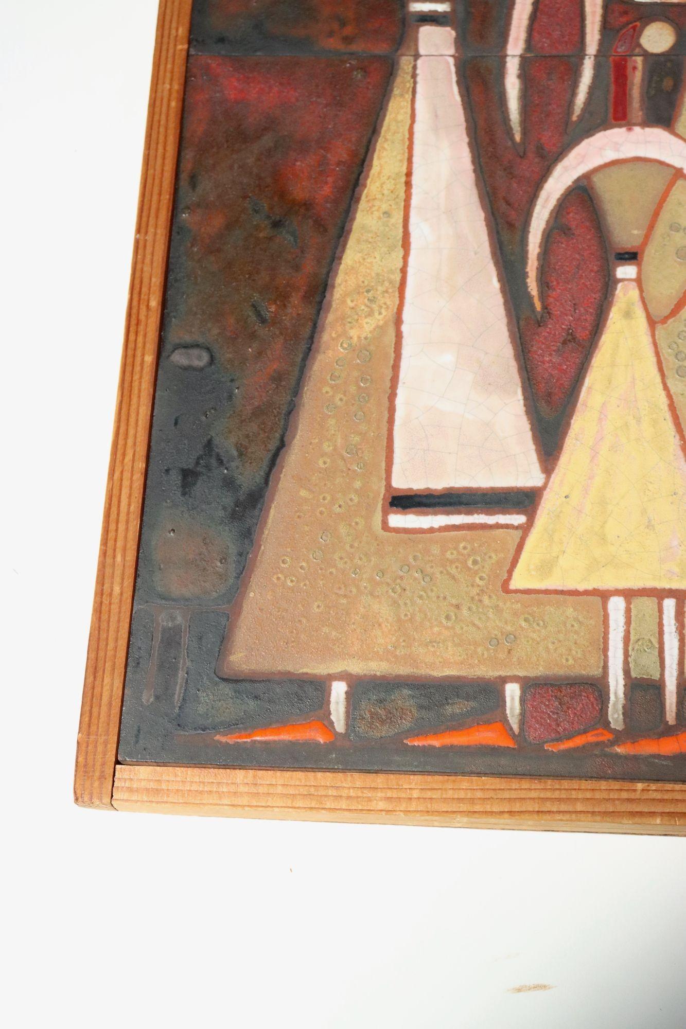 Mid-Century Greek Figural Handmade Ceramic Tile Wall Art by Panos Valsamakis For Sale 12