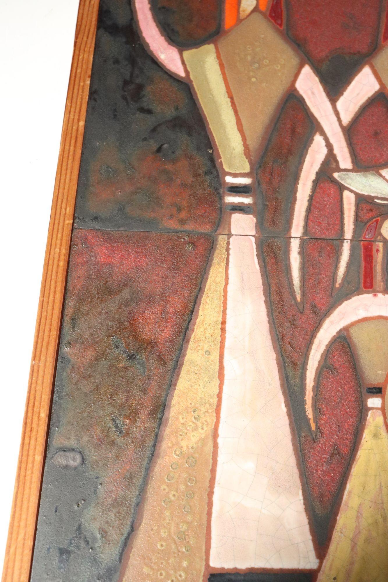 Mid-Century Greek Figural Handmade Ceramic Tile Wall Art by Panos Valsamakis For Sale 13