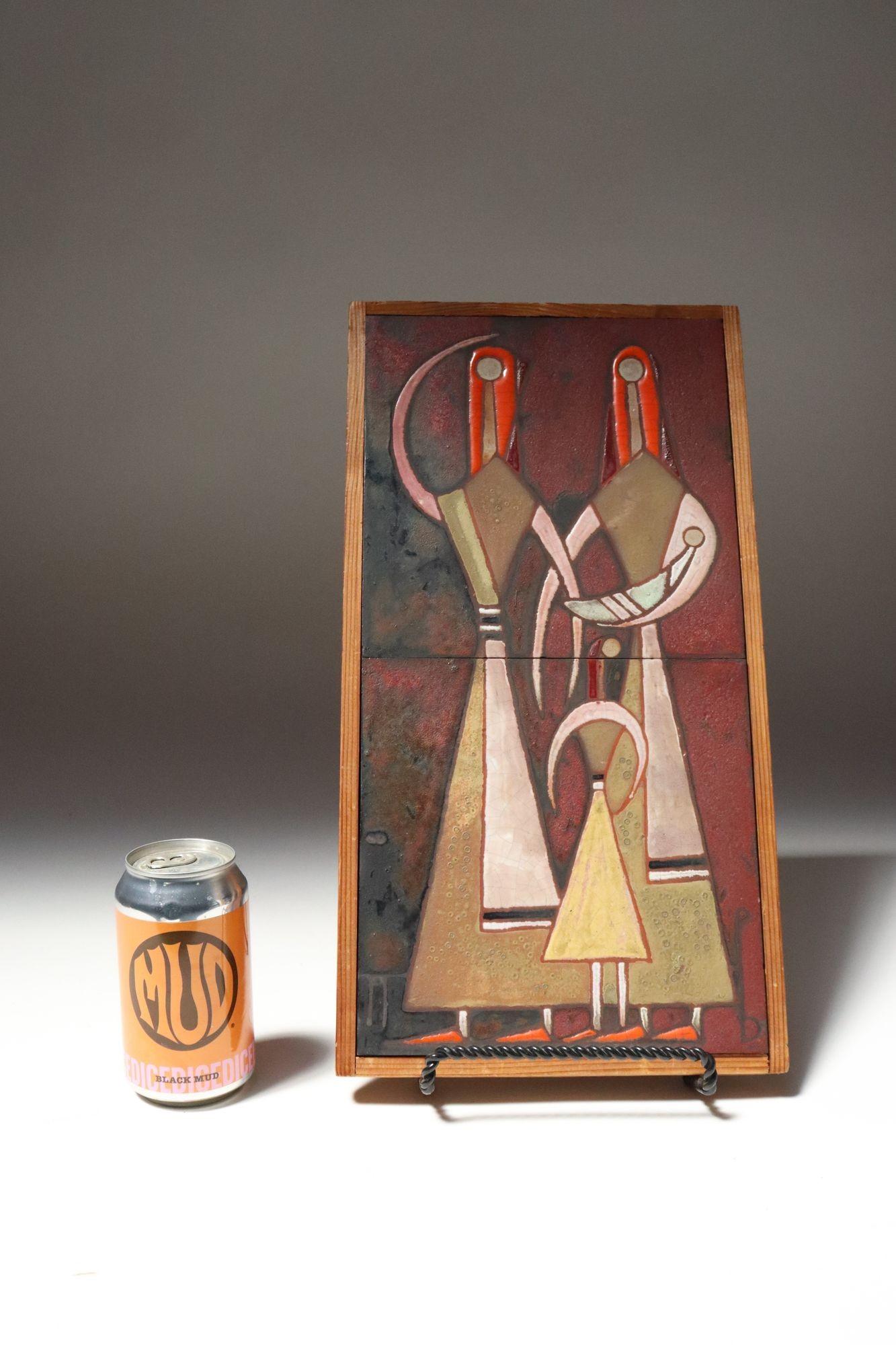 Mid-Century Greek Figural Handmade Ceramic Tile Wall Art by Panos Valsamakis For Sale 2