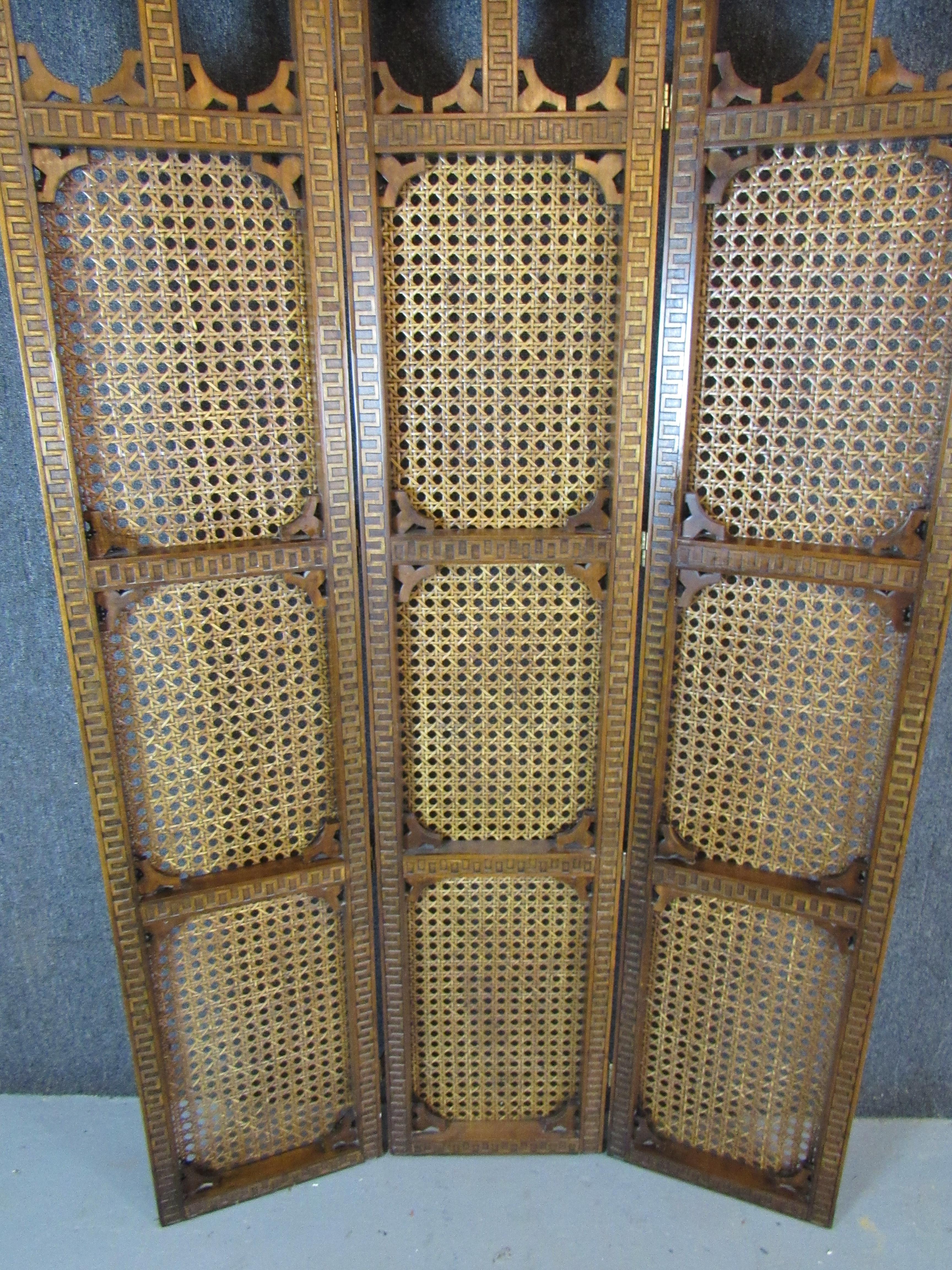 Woven Mid-Century Greek Revival Rattan Room Divider For Sale