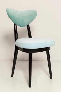 Mid Century Green and Blue Mixed Velvet Heart Chair, Europe, 1960s