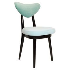 Mid Century Green and Blue Mixed Velvet Heart Chair, Europe, 1960s
