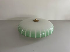 Mid-century Green and White Glass Ceiling Light, 1950s, Germany