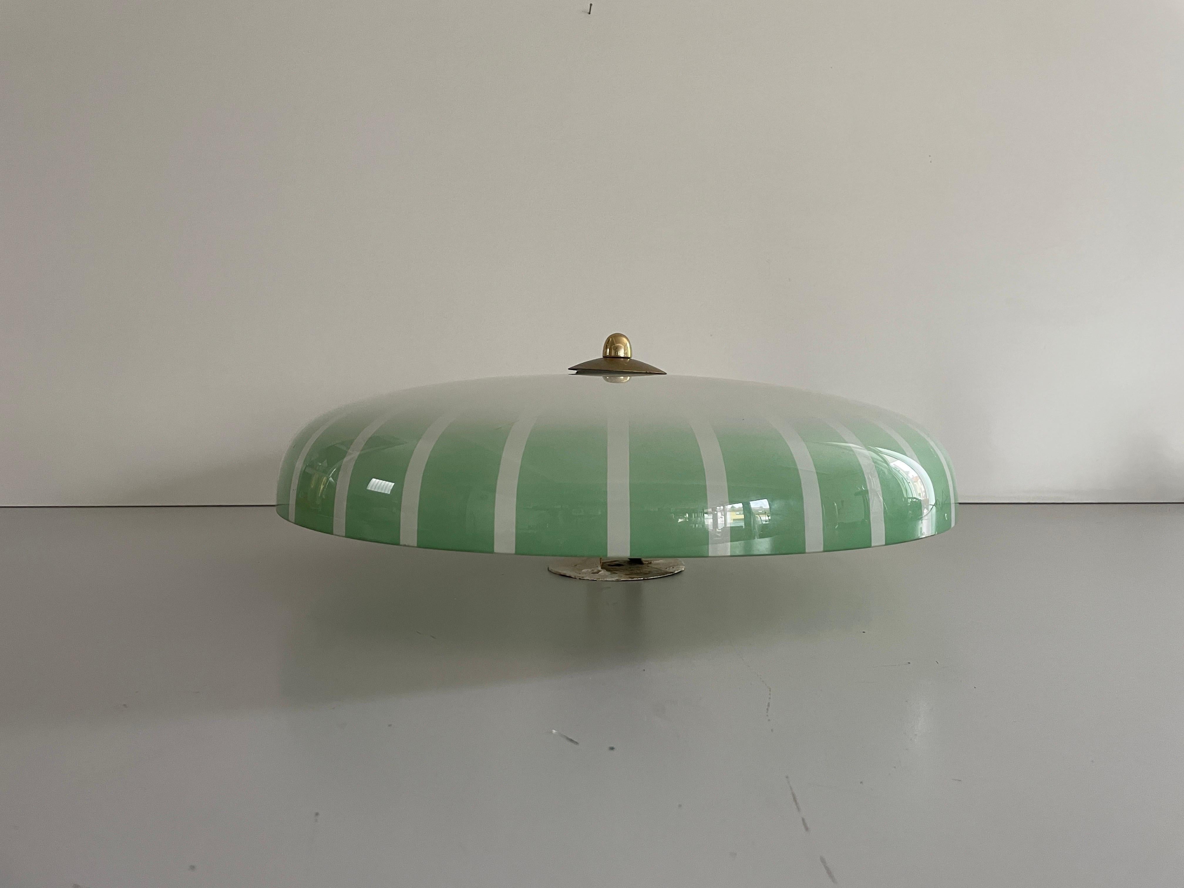Plafón de cristal verde y blanco de mediados de siglo, años 50, Alemania Moderno de mediados de siglo en venta