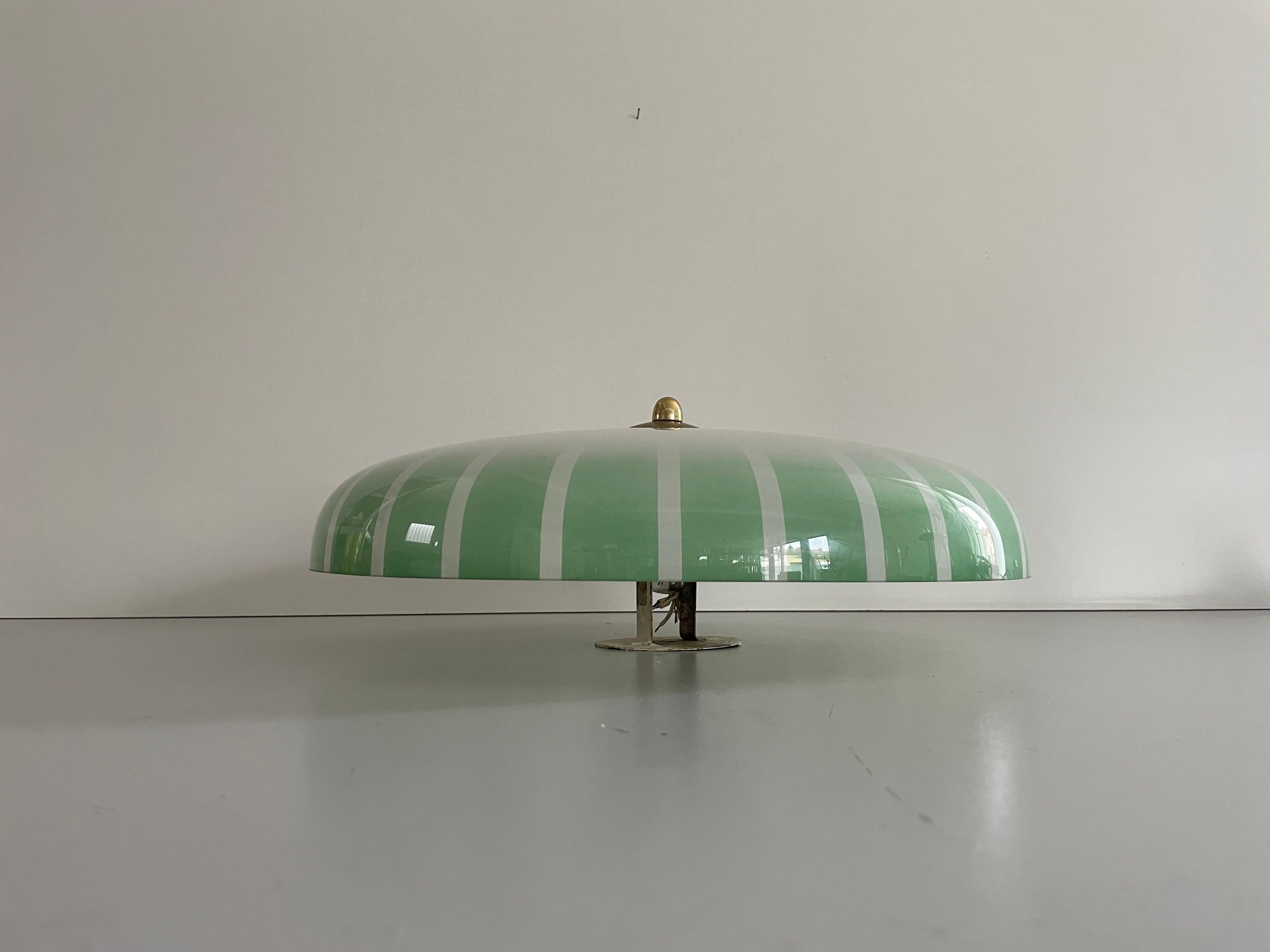 Plafón de cristal verde y blanco de mediados de siglo, años 50, Alemania en Excelente estado para la venta en Hagenbach, DE