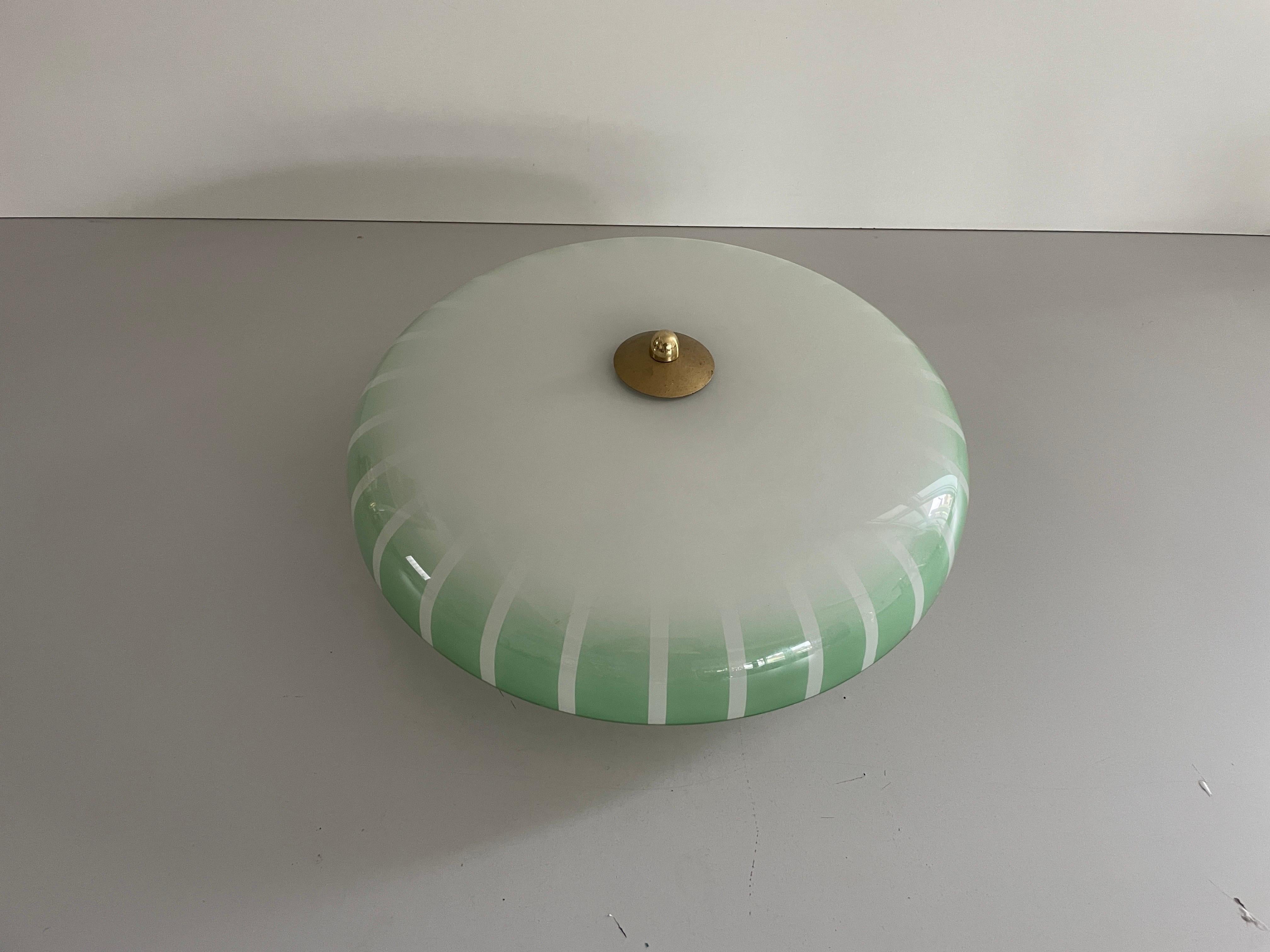 Plafón de cristal verde y blanco de mediados de siglo, años 50, Alemania mediados del siglo XX en venta