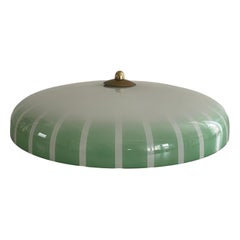 Mid-century Green and White Glass Ceiling Light, 1950s, Germany