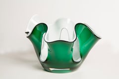 Mid-Century Green and White Vase Artistic Bowl Candlestick, Europe, 1960s
