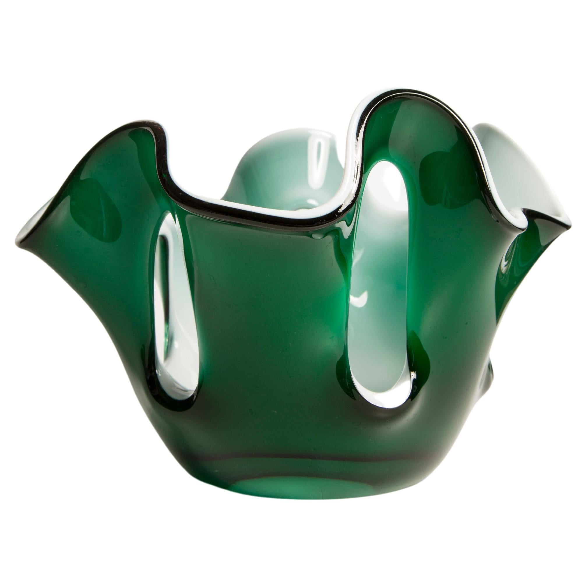 Mid-Century Green and White Vase Artistic Bowl Candlestick, Europe, 1960s