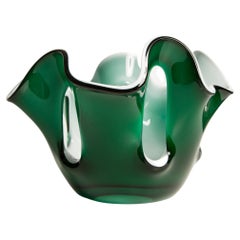 Grüne und weiße Vase aus der Jahrhundertmitte Artistic Bowl Kerzenleuchter, Europa, 1960er Jahre