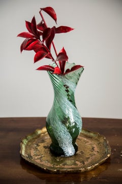 Midcentury Green and White Vase, Europe, 1960s