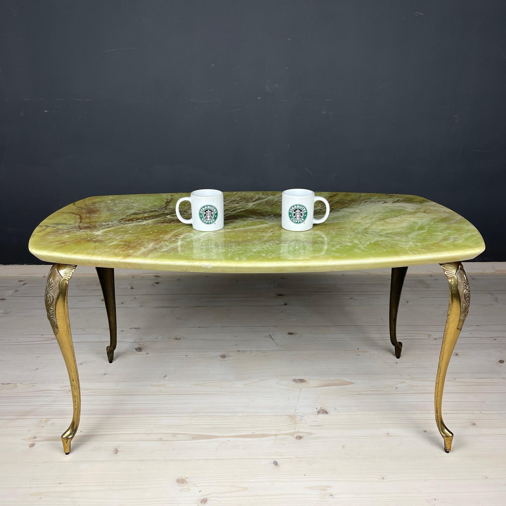 Midcentury Green Brown Coffee Table, Italy, 1950s 4
