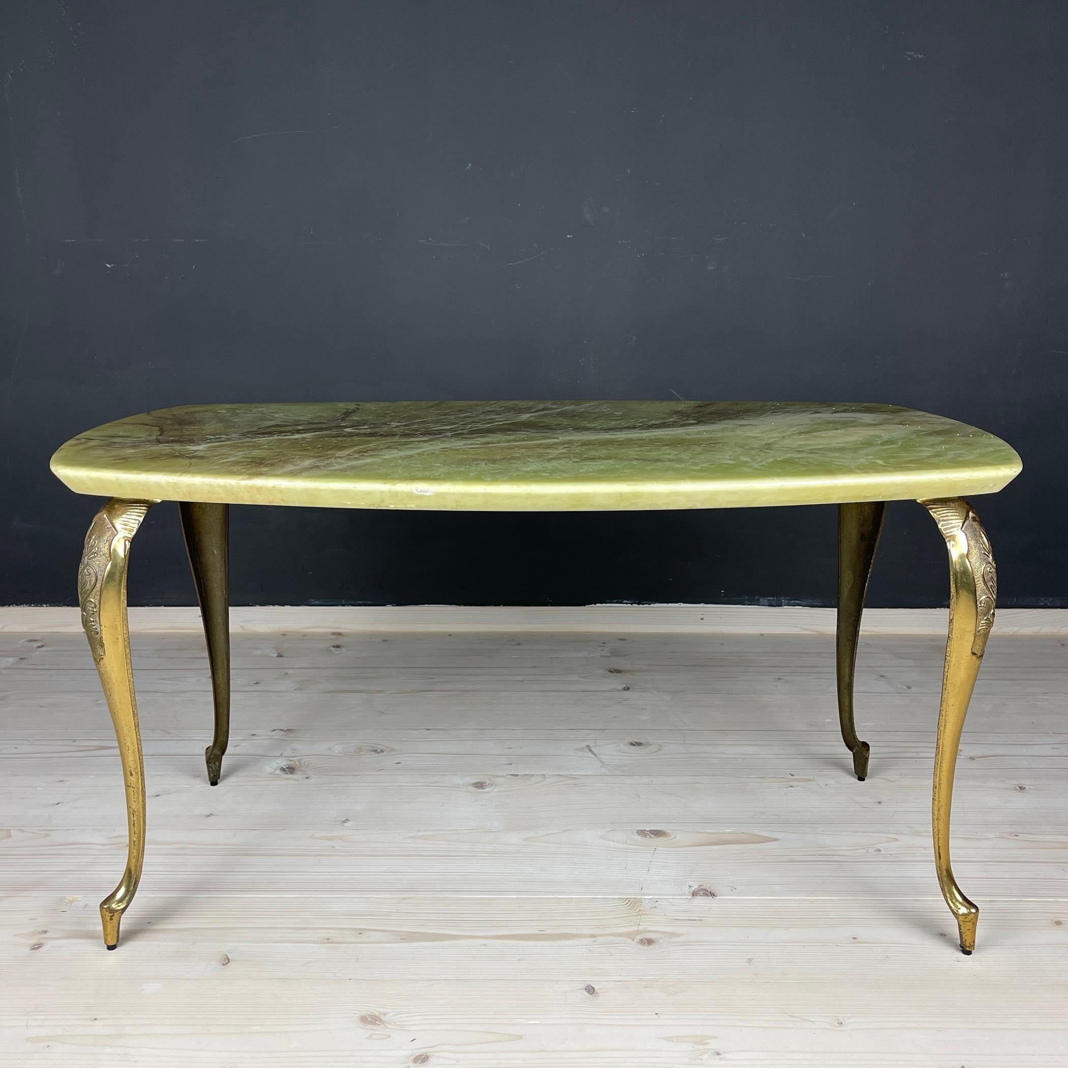Art Deco Midcentury Green Brown Coffee Table, Italy, 1950s