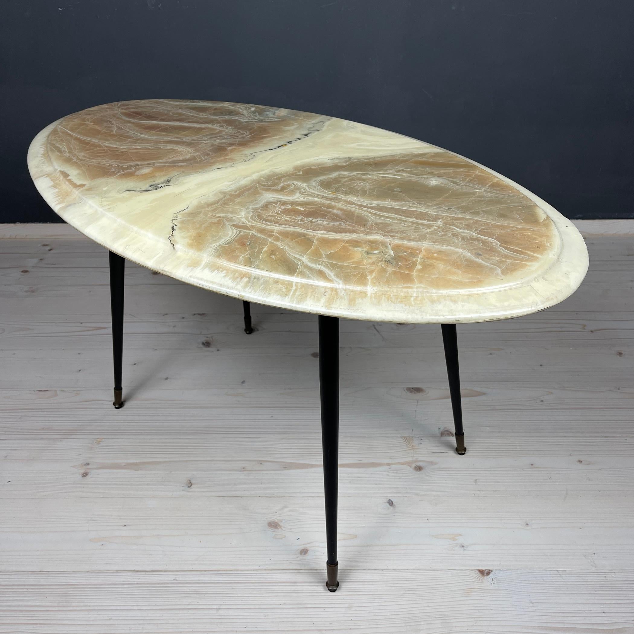 20ième siècle Table basse marron vert mi-siècle, Italie, années 1950  en vente