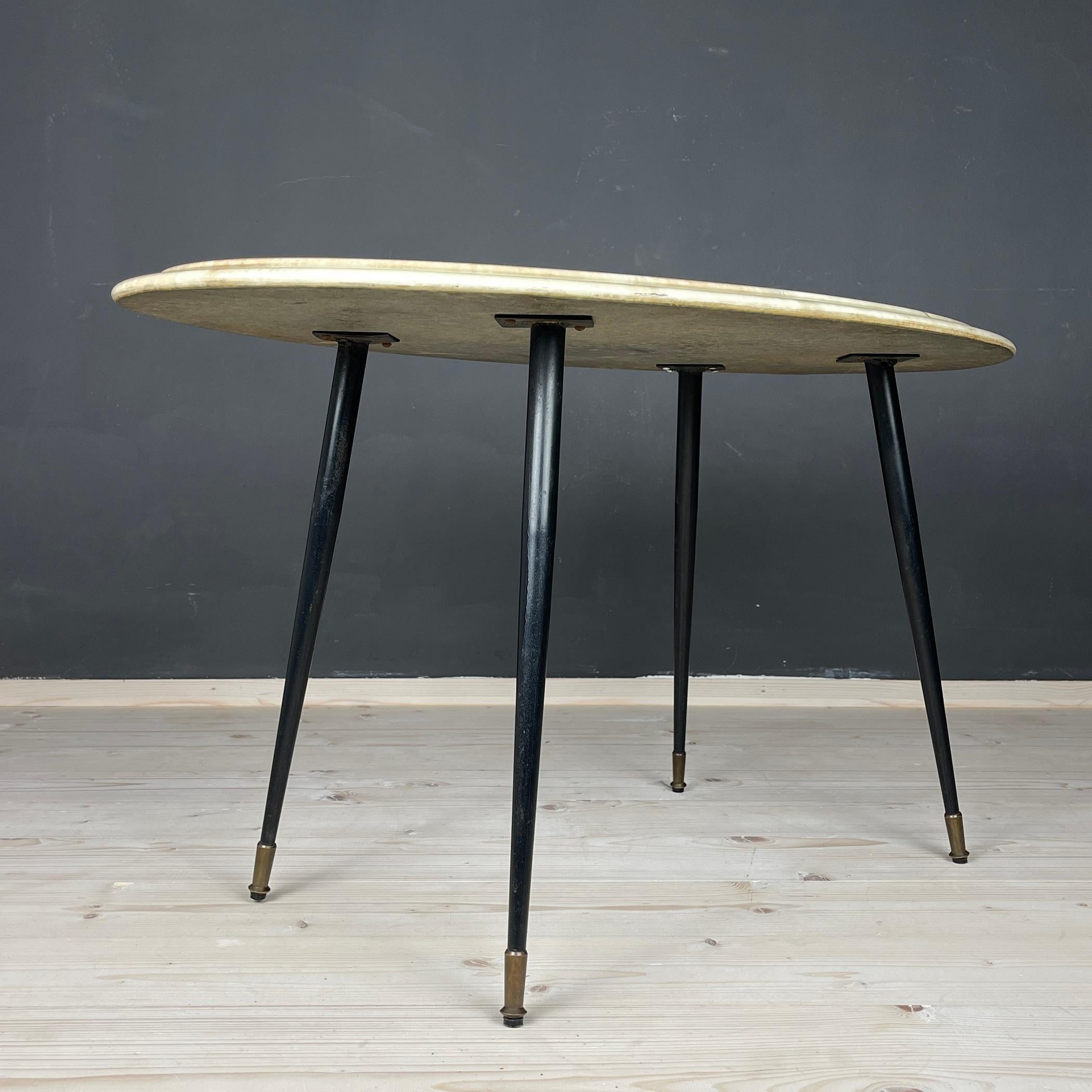 Metal Midcentury Green Brown Coffee Table, Italy, 1950s  For Sale