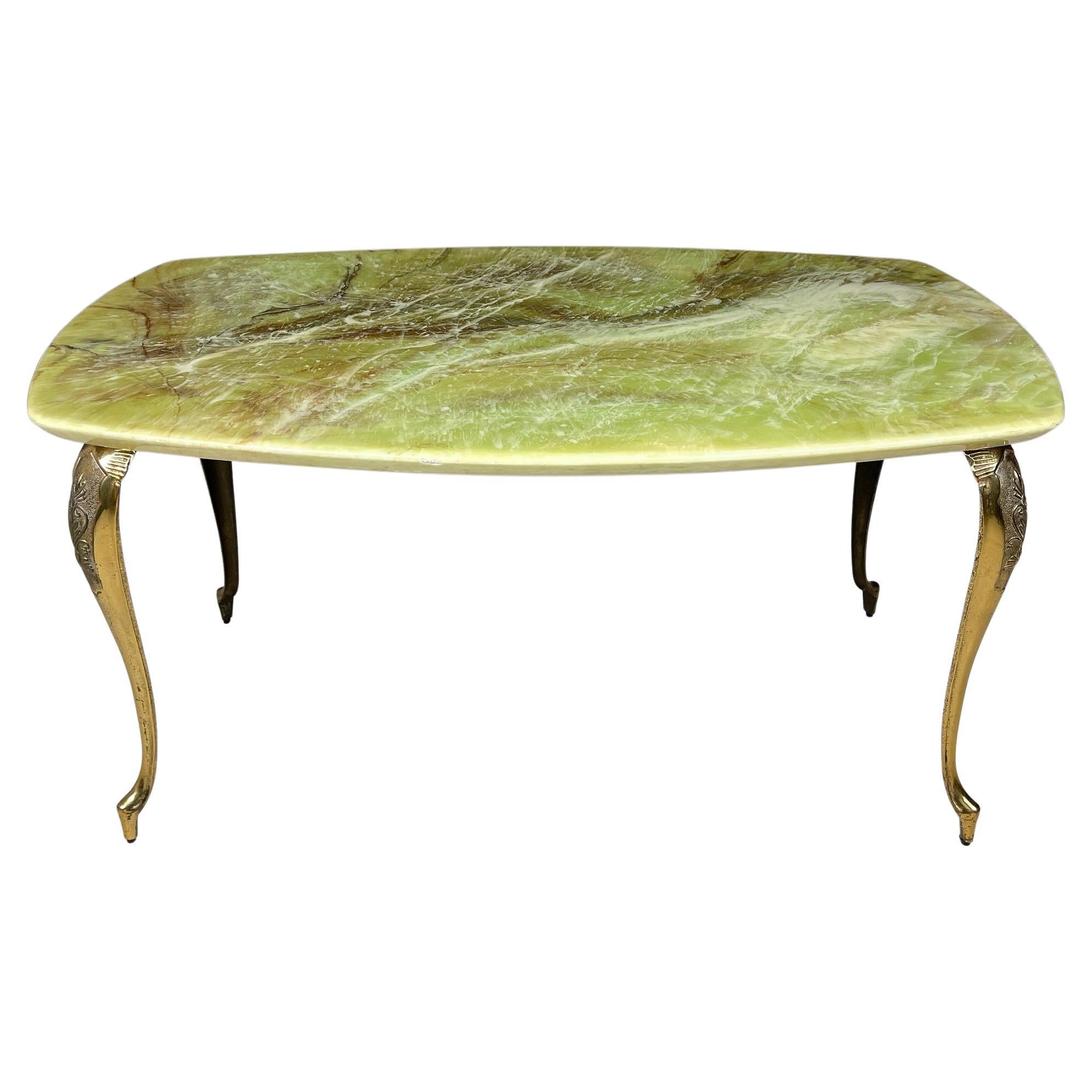 Midcentury Green Brown Coffee Table, Italy, 1950s