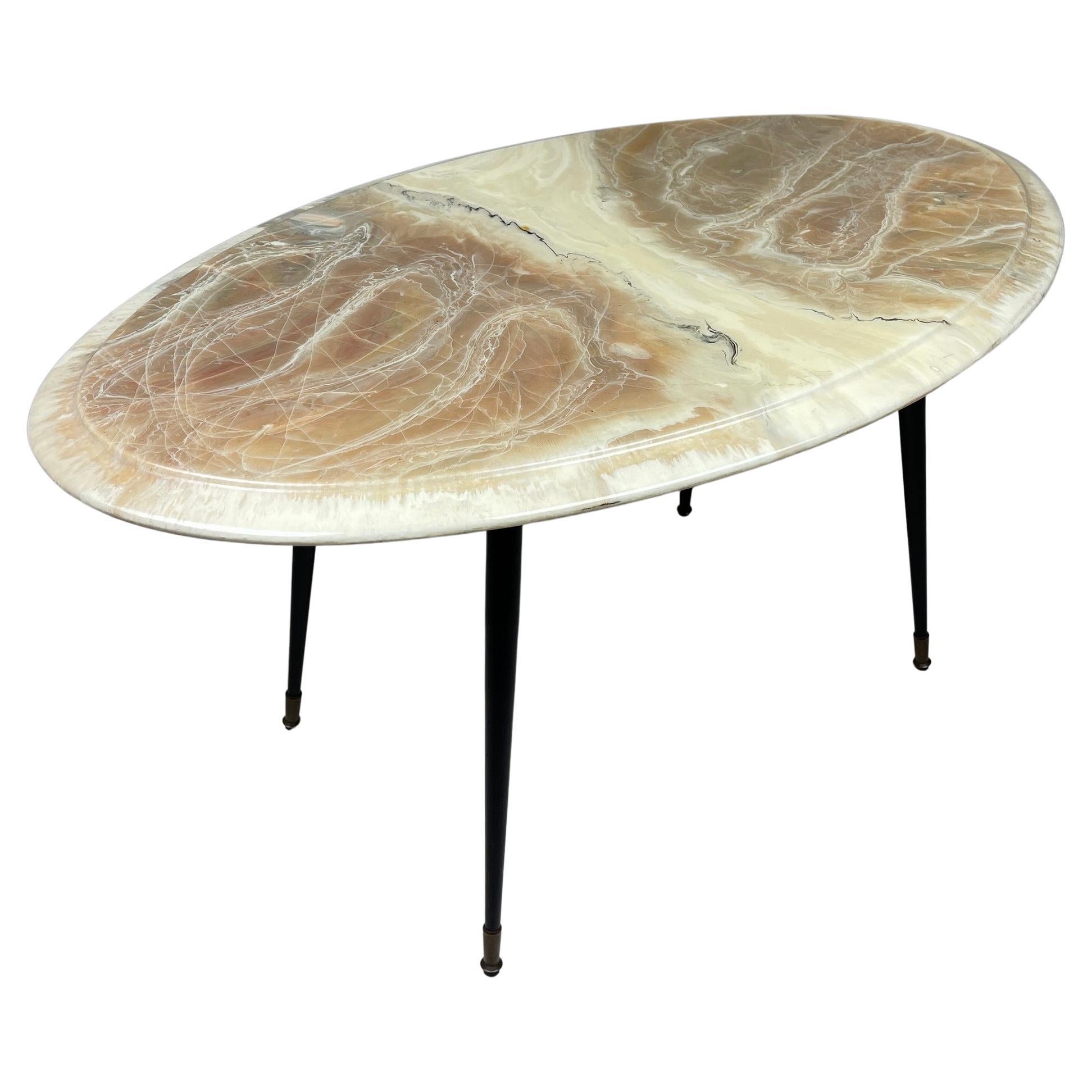 Table basse marron vert mi-siècle, Italie, années 1950 