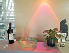 Cuenco de cristal burbuja verde de mediados de siglo de Daum Saint Gobin Francia