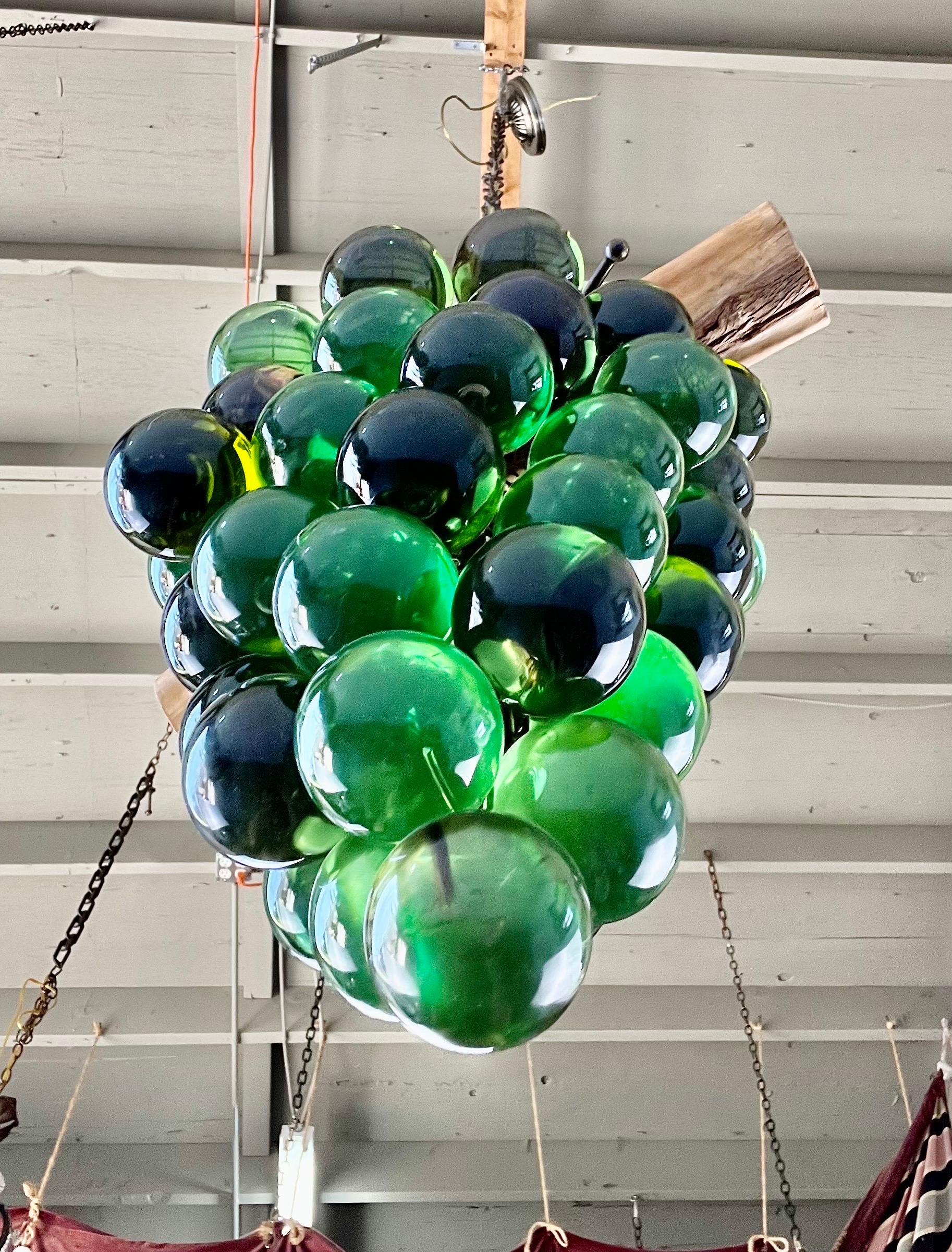 Acrylic Mid-Century Green Bunch of Grapes Ceiling Light Fixture