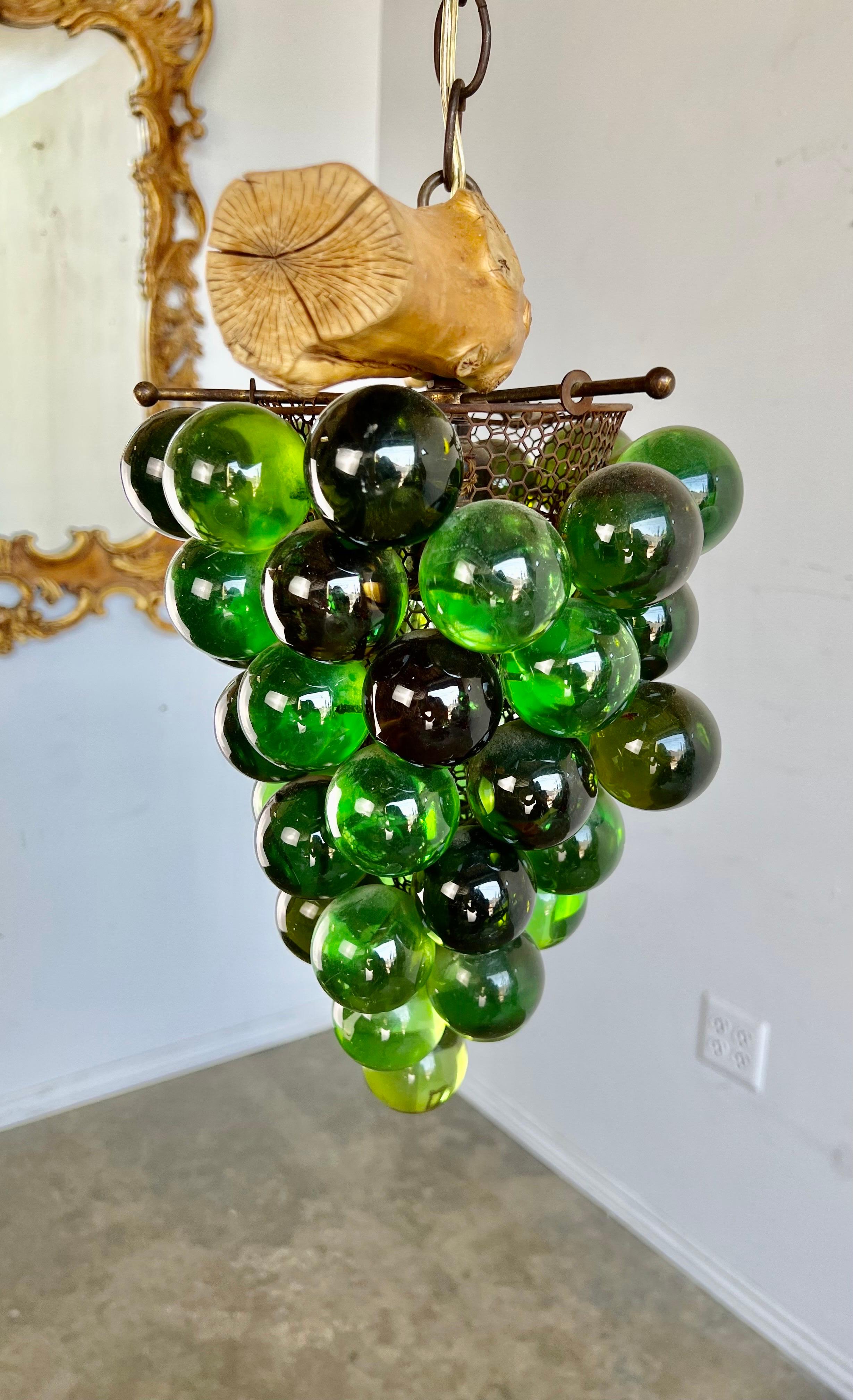 Mid-Century Green Bunch of Grapes Ceiling Light Fixture 1