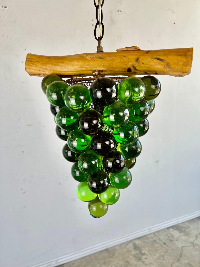 MidCentury Green Bunch of Grapes Ceiling Light Fixture For Sale at
