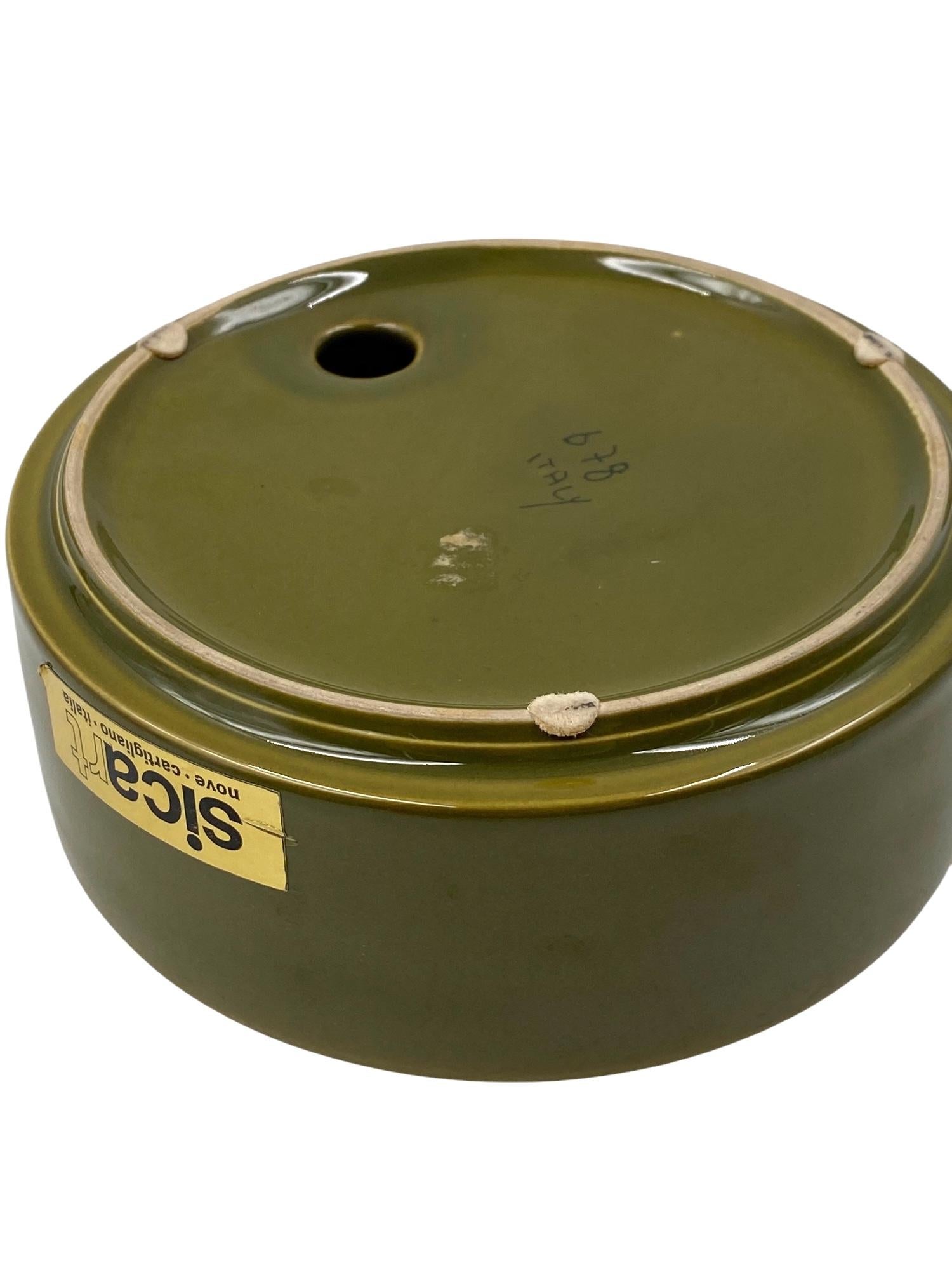 Mid-century green ceramic ashtray, Sicart Italy 1969 in vendita 2