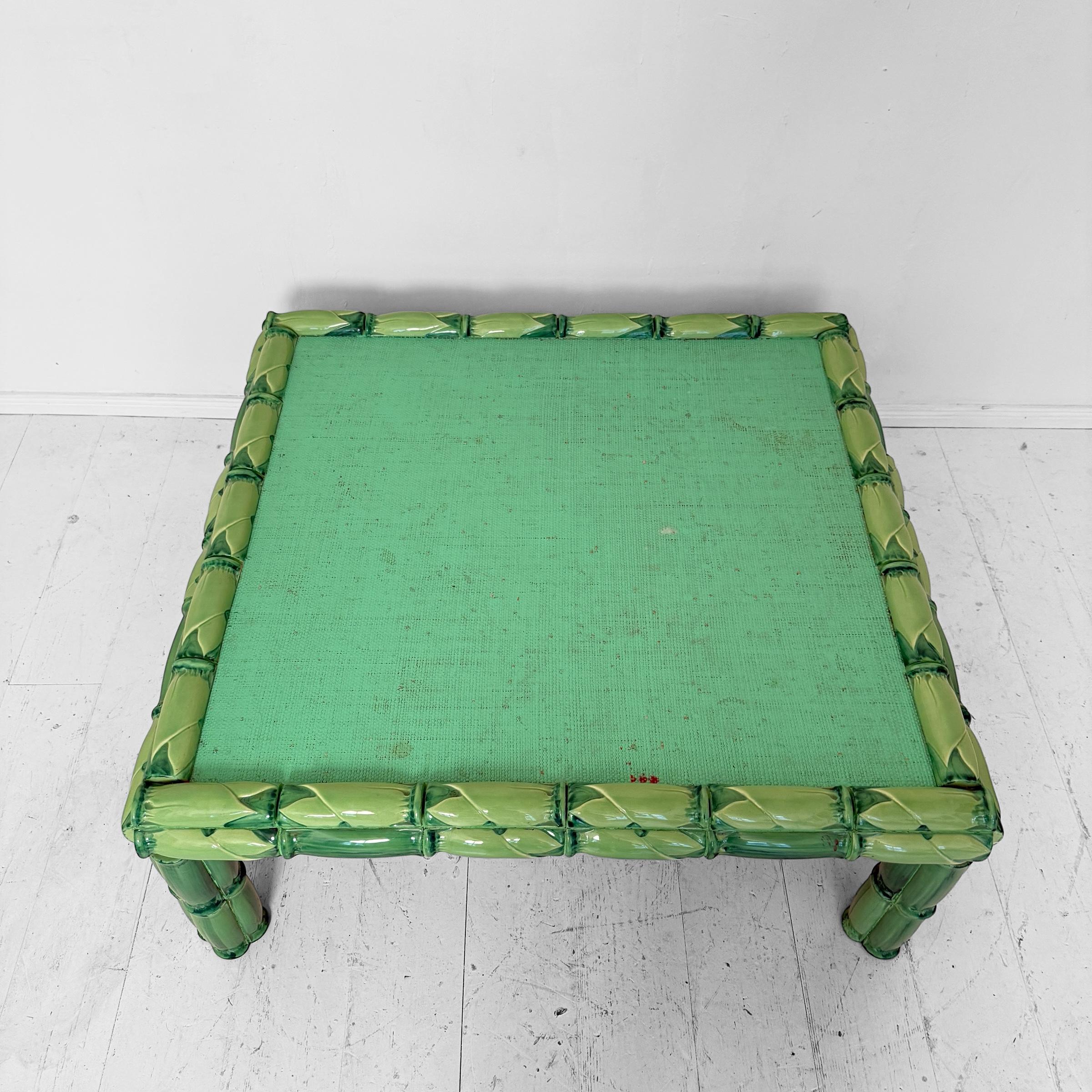 Mid-Century Modern Mid-Century Green Ceramic Coffee Table by Colin Morrow for Arpex Rome, 1970s For Sale