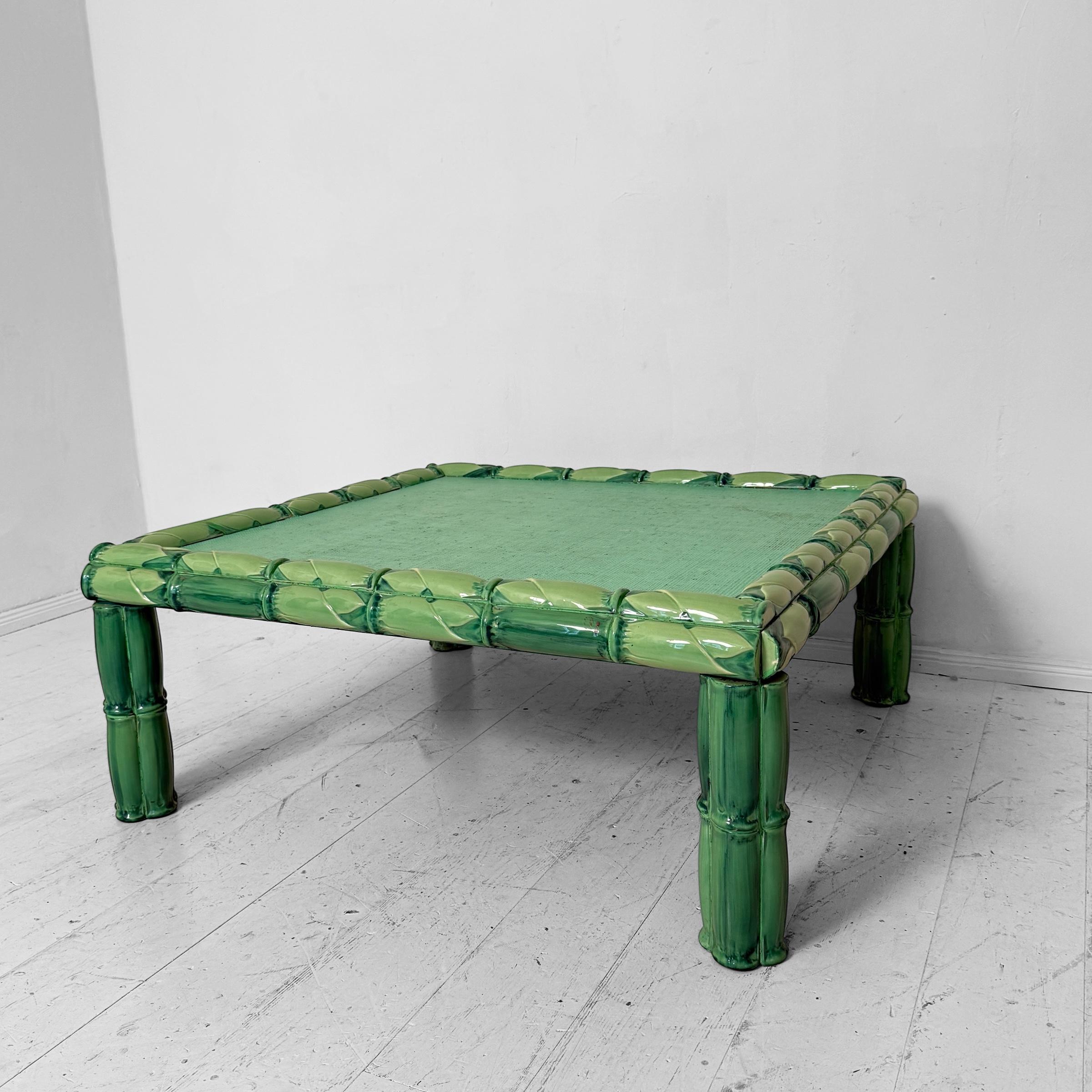 Italian Mid-Century Green Ceramic Coffee Table by Colin Morrow for Arpex Rome, 1970s For Sale