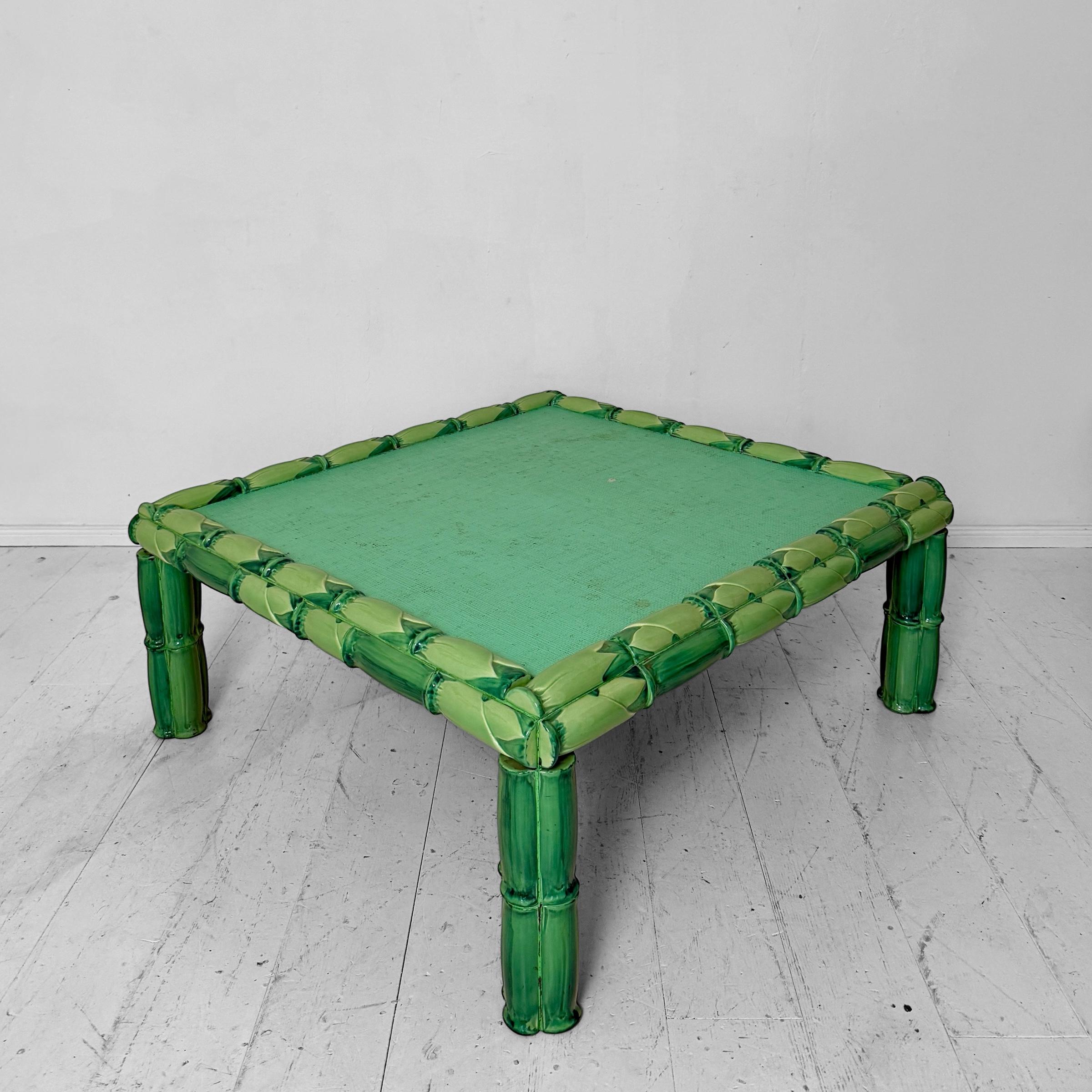 Late 20th Century Mid-Century Green Ceramic Coffee Table by Colin Morrow for Arpex Rome, 1970s For Sale