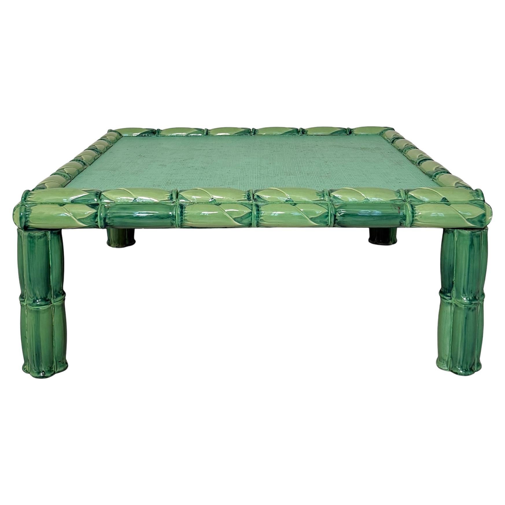 Mid-Century Green Ceramic Coffee Table by Colin Morrow for Arpex Rome, 1970s For Sale