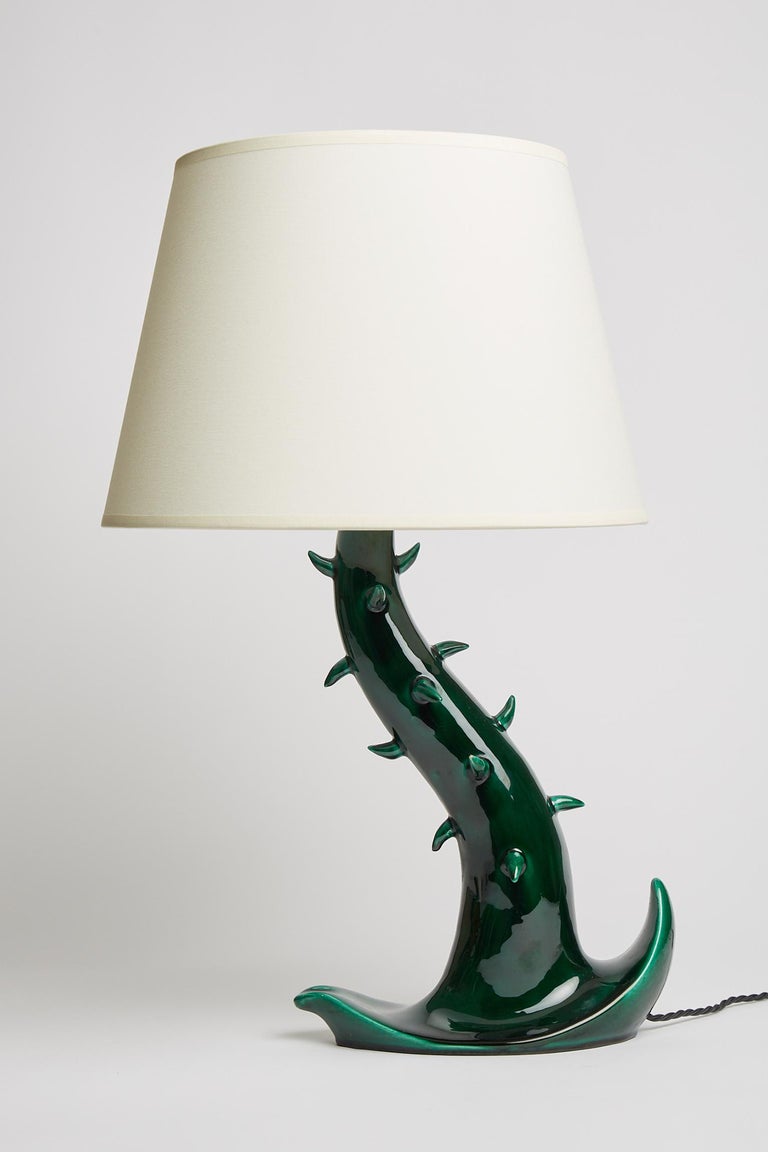 MidCentury Green Ceramic Table Lamp at 1stDibs