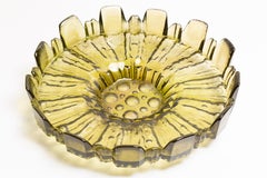 Mid Century Green Decorative Glass Flower Plate, Italy, 1960s