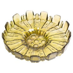 Mid Century Green Decorative Glass Flower Plate, Italy, 1960s