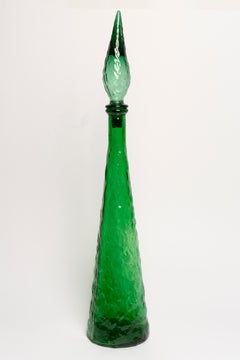 Mid-Century Green Empoli Glass Decanter Bottle with Stopper, Italy, 1960s