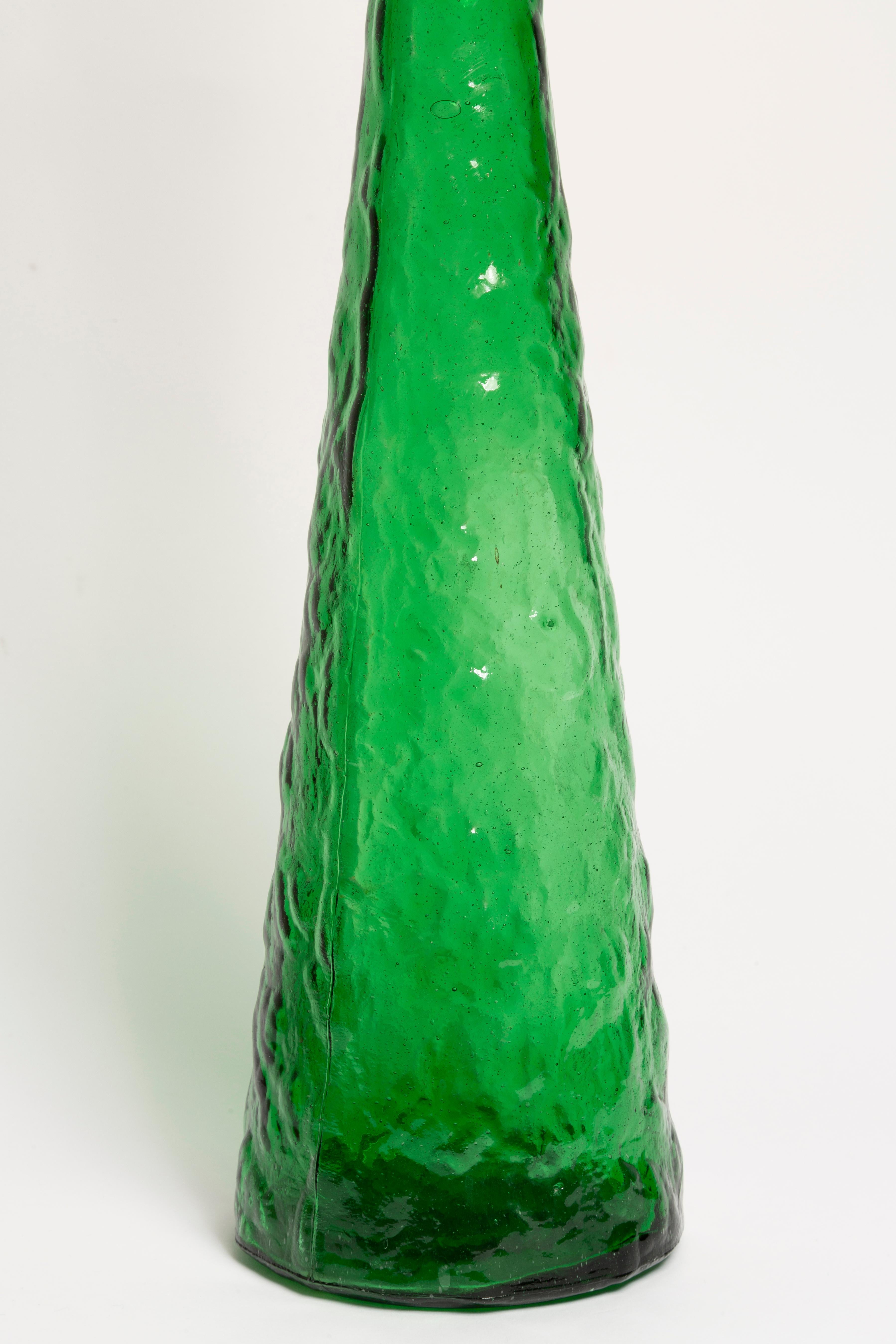 Italian Mid-Century Green Empoli Glass Decanter Bottle with Stopper, Italy, 1960s For Sale
