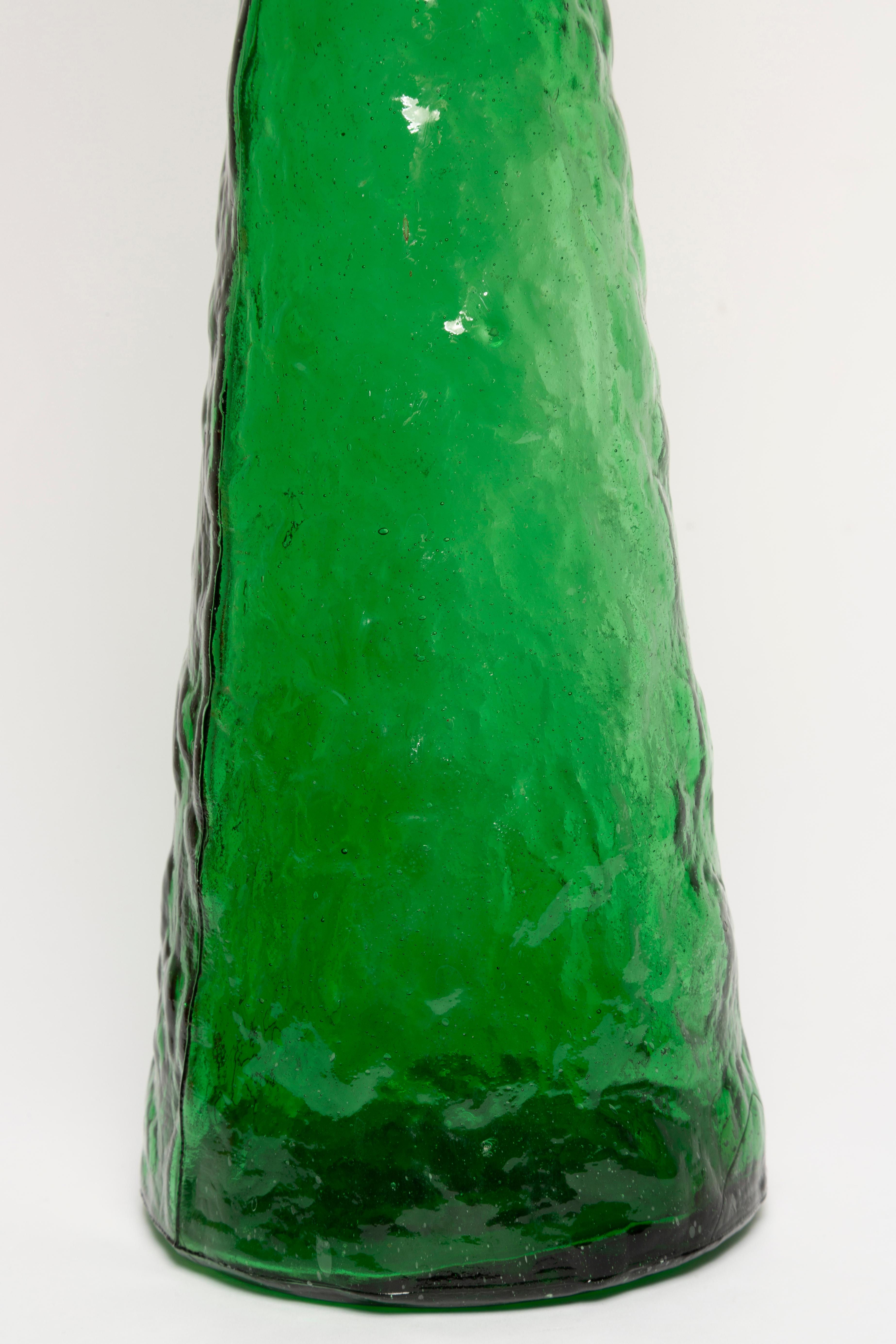 20th Century Mid-Century Green Empoli Glass Decanter Bottle with Stopper, Italy, 1960s For Sale