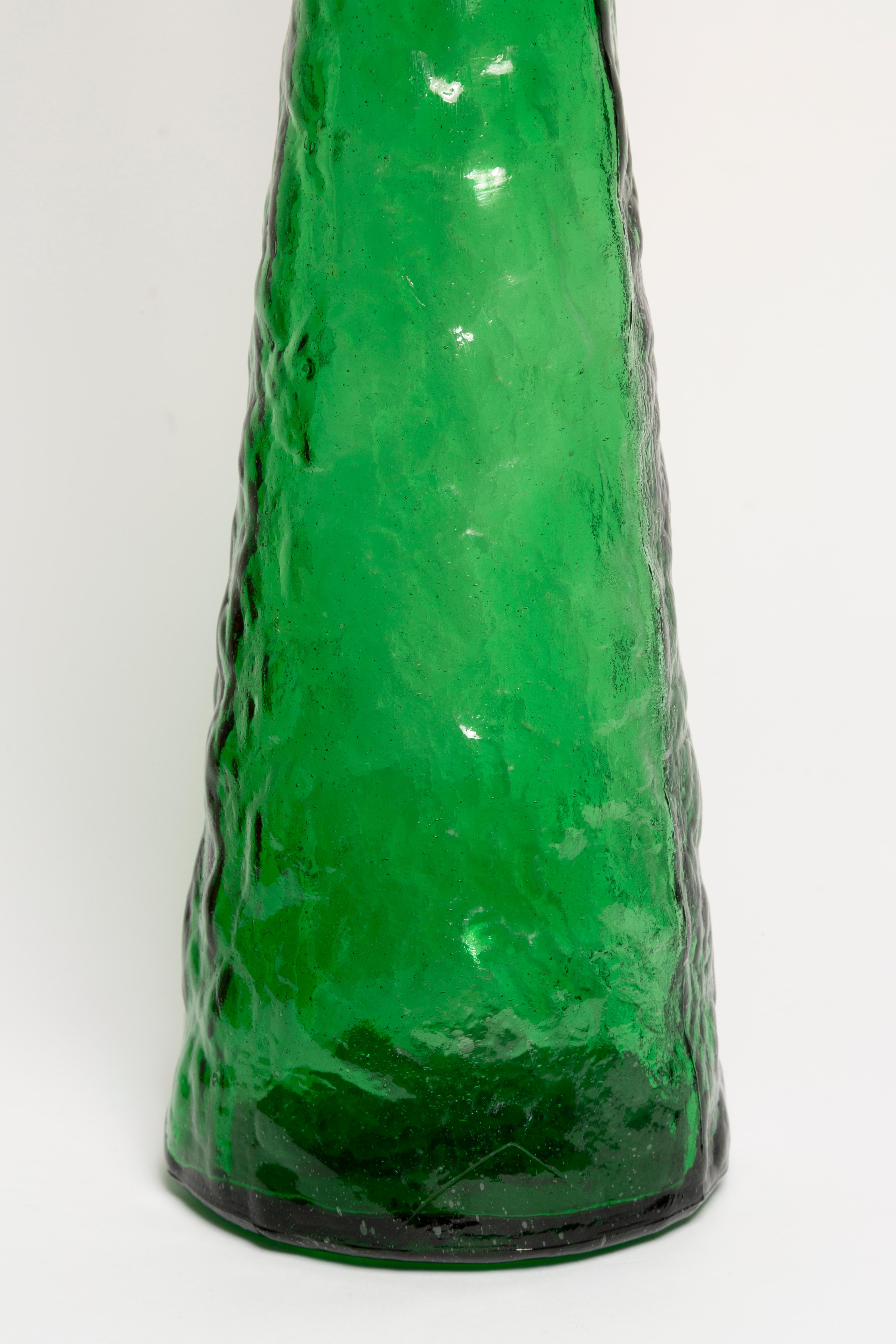 Italian Mid-Century Green Empoli Glass Decanter Bottle with Stopper, Italy, 1960s For Sale