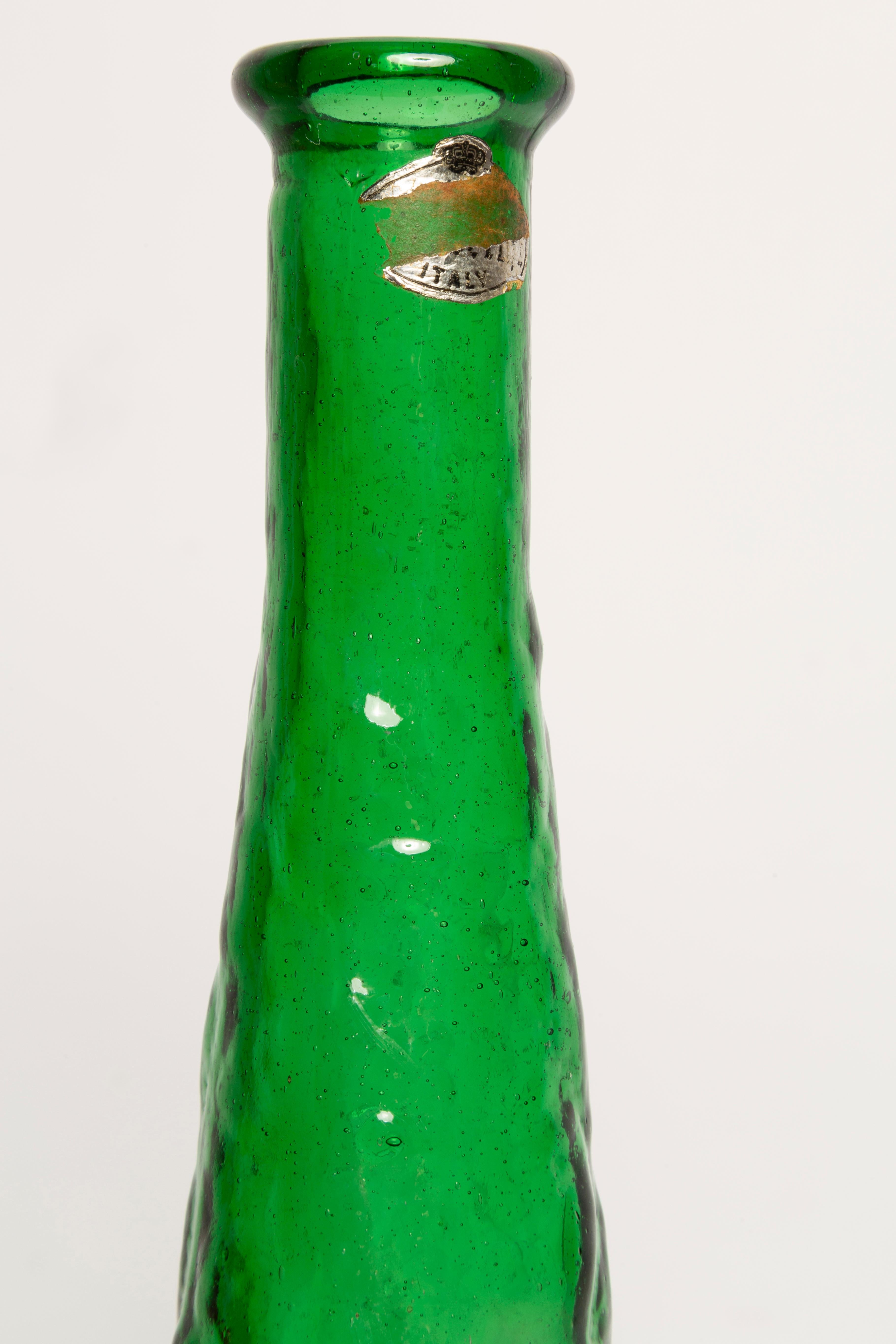 Mid-Century Green Empoli Glass Decanter Bottle with Stopper, Italy, 1960s For Sale 3