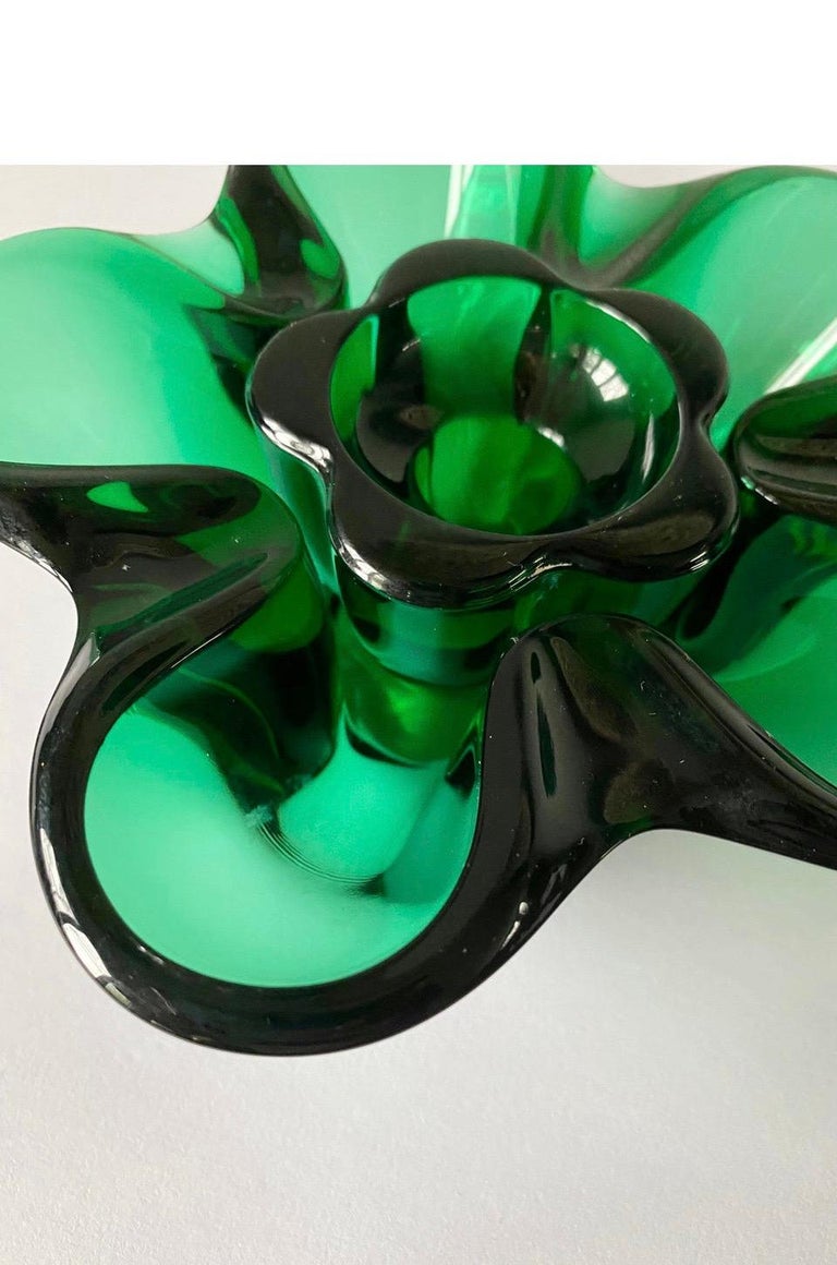 MidCentury Green Glass Ashtray CatchAll Bowl For Sale at 1stDibs