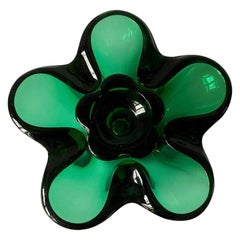 Mid-Century Green Glass Ashtray Catch-All Bowl