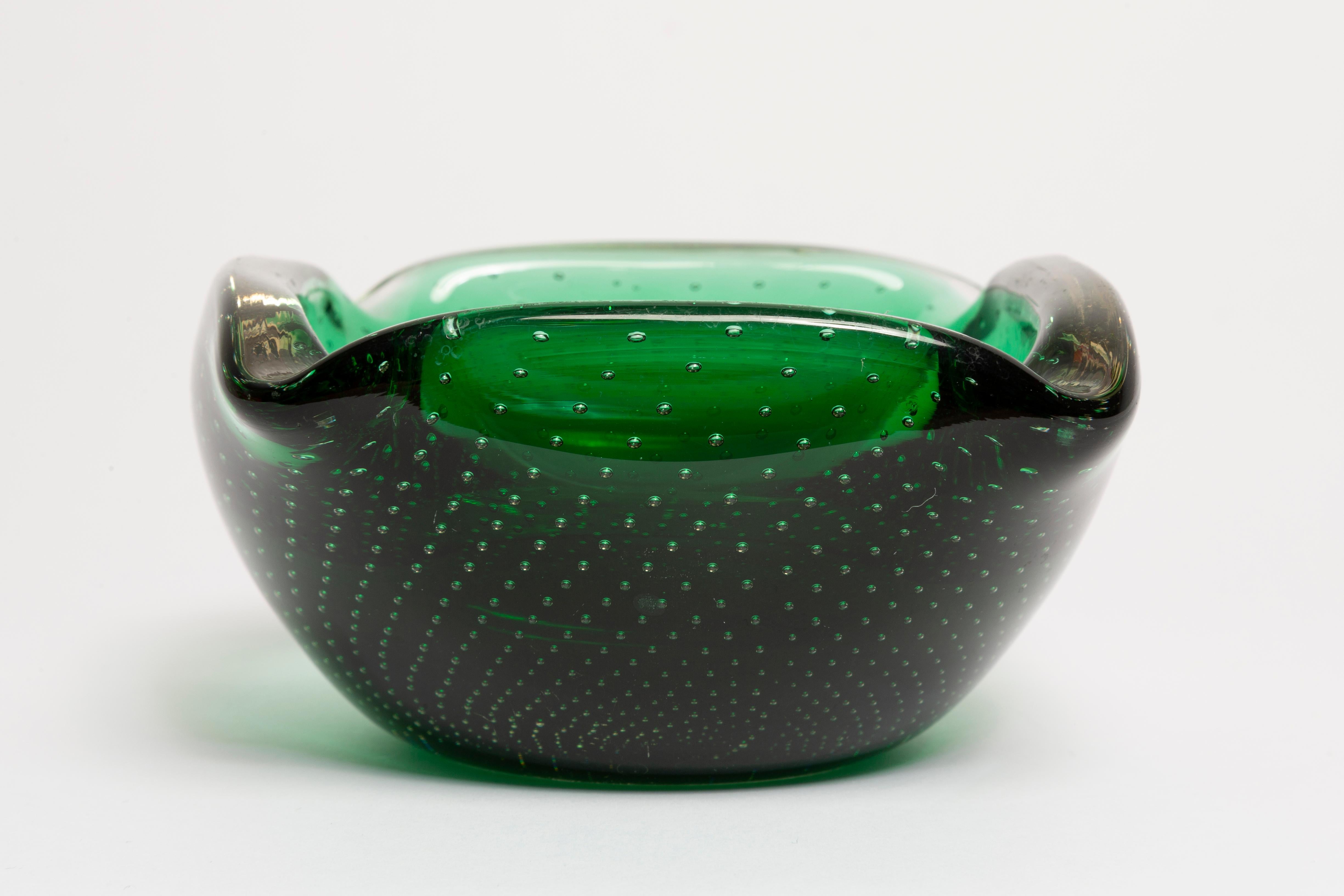 Mid Century Green Glass Bowl Ashtray Element, Italy, 1970s For Sale 3