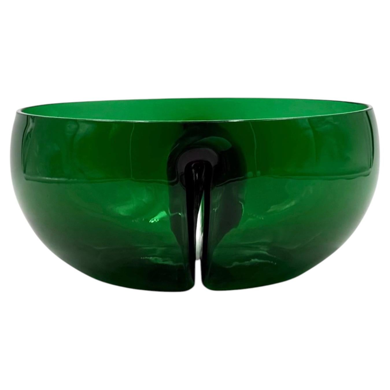 Mid-century green glass bowl / centerpiece, Italy 1960s