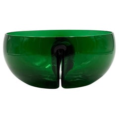 Bol / centre de table en verre vert du milieu du siècle, Italie, années 1960