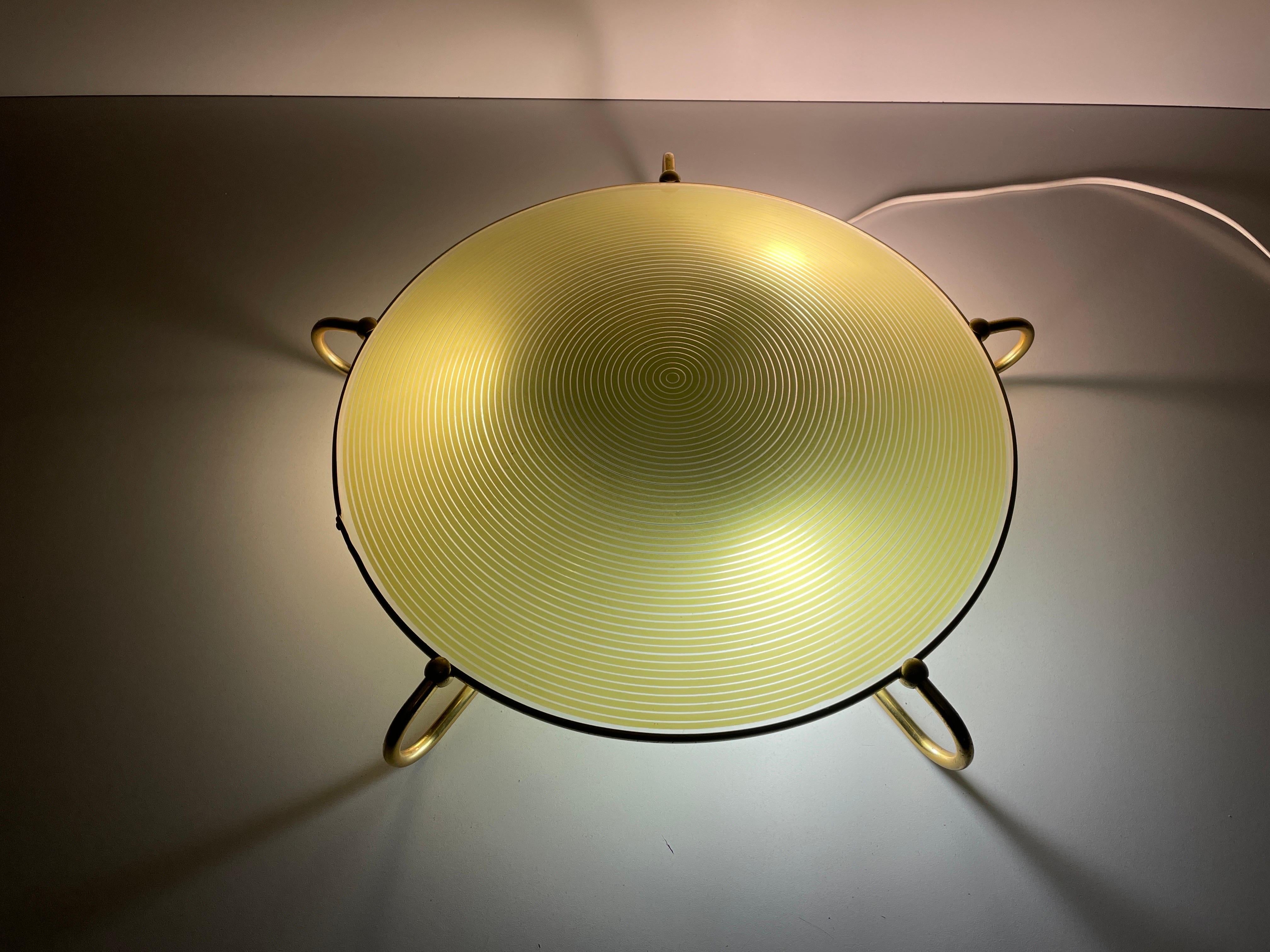 Mid-century Green Glass Ceiling Lamp with Metal Frame by Erco, 1950s, Germany For Sale 4