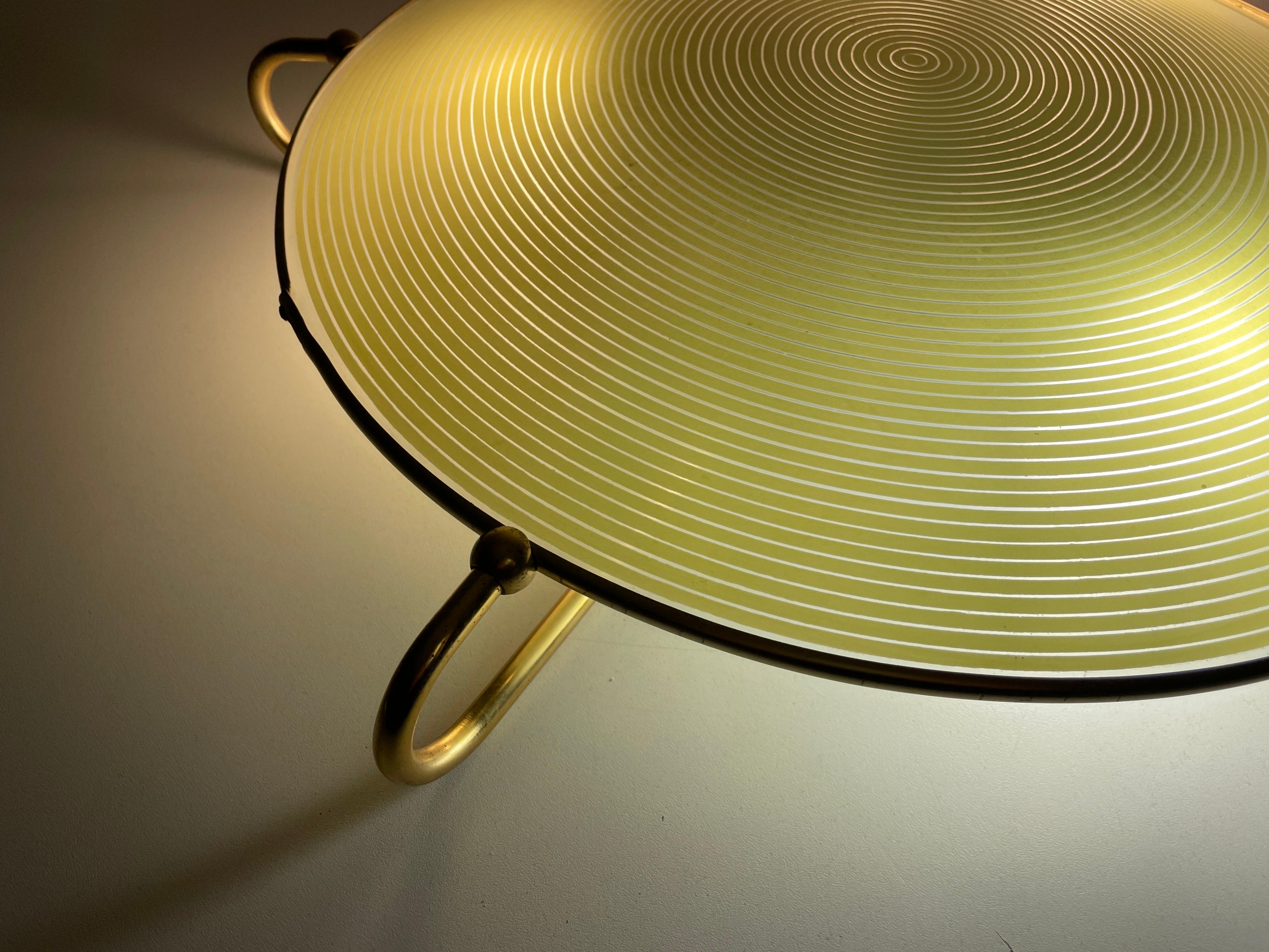 Mid-century Green Glass Ceiling Lamp with Metal Frame by Erco, 1950s, Germany For Sale 5
