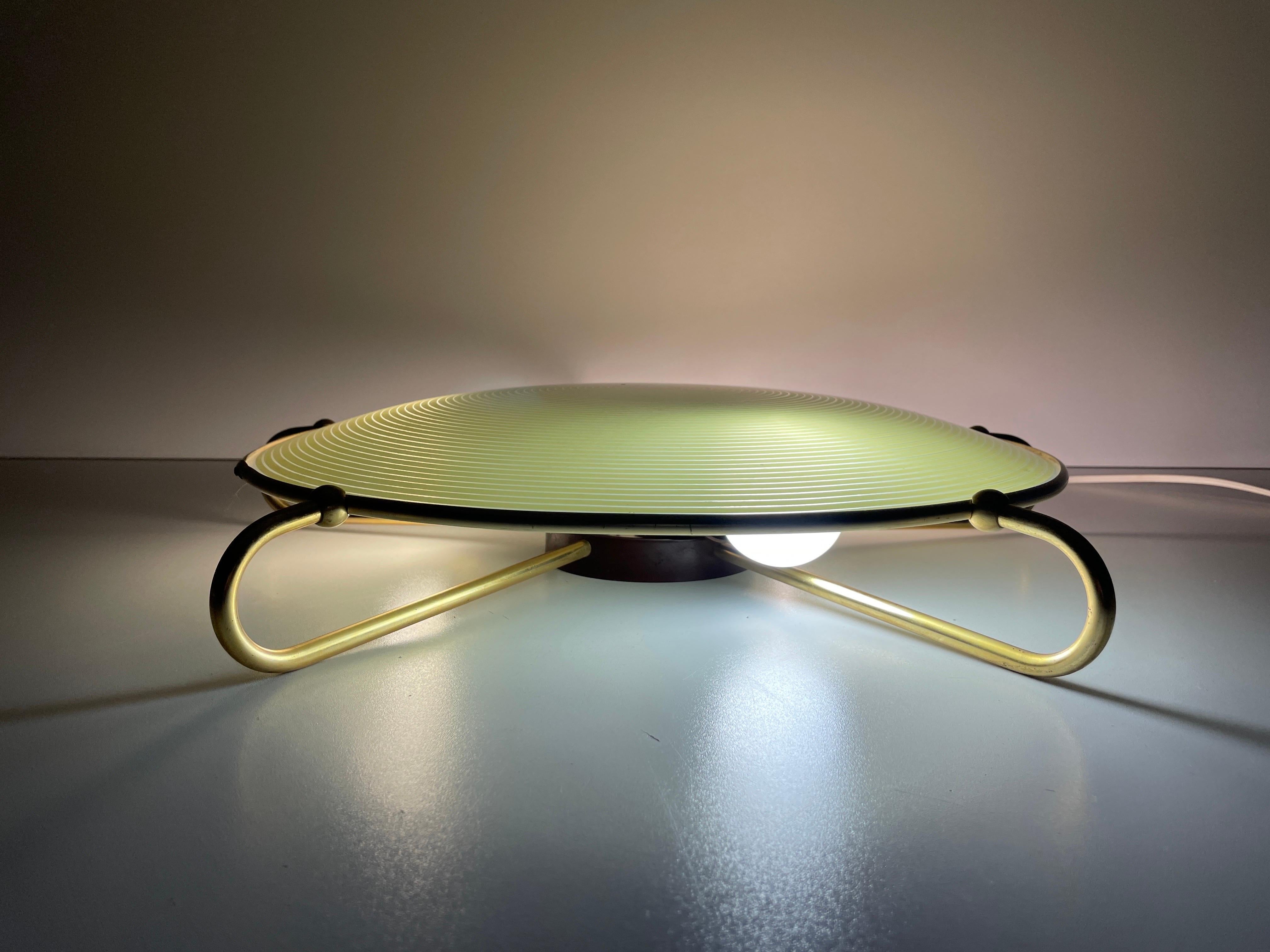Mid-century Green Glass Ceiling Lamp with Metal Frame by Erco, 1950s, Germany For Sale 11