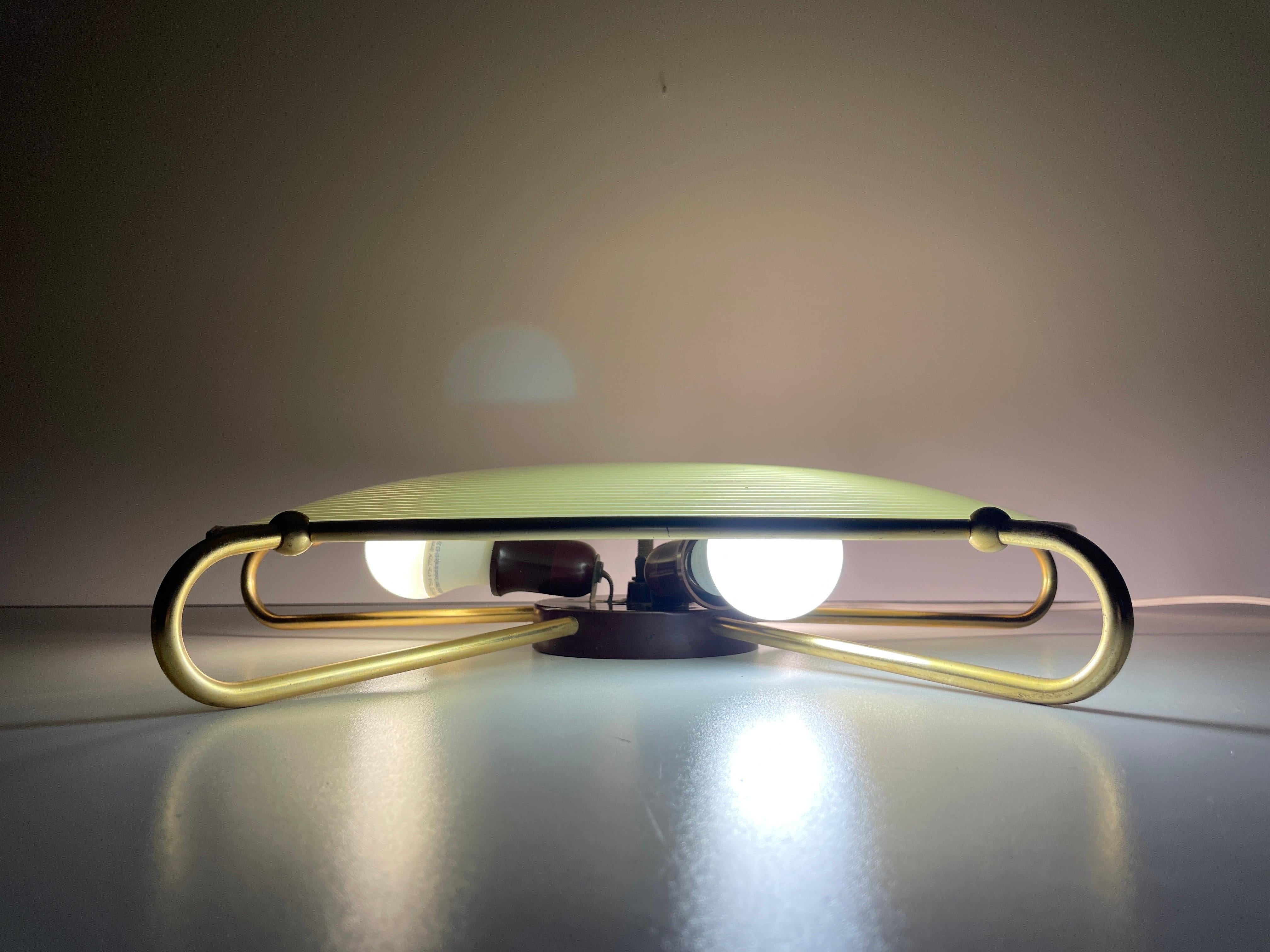 Mid-century Green Glass Ceiling Lamp with Metal Frame by Erco, 1950s, Germany For Sale 12